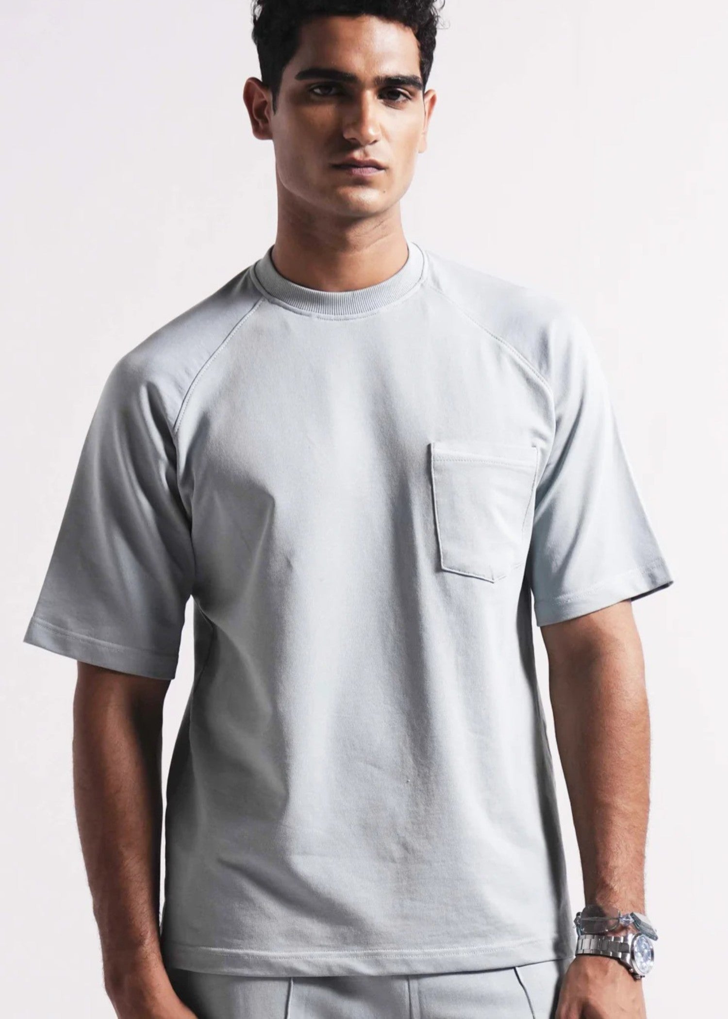 cotton pique T Shirt in Grey