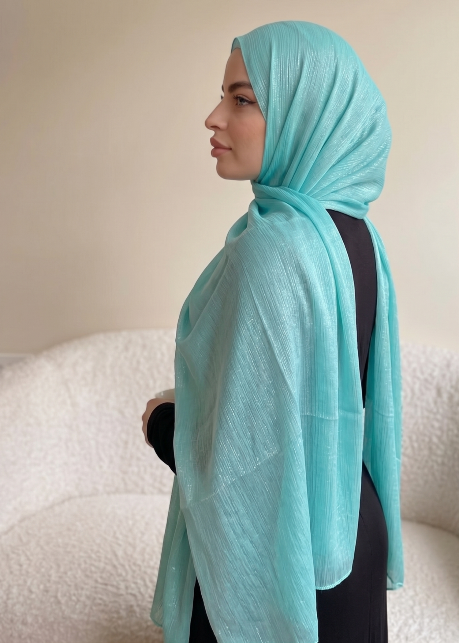 lurex organza Hijab in Turquoise