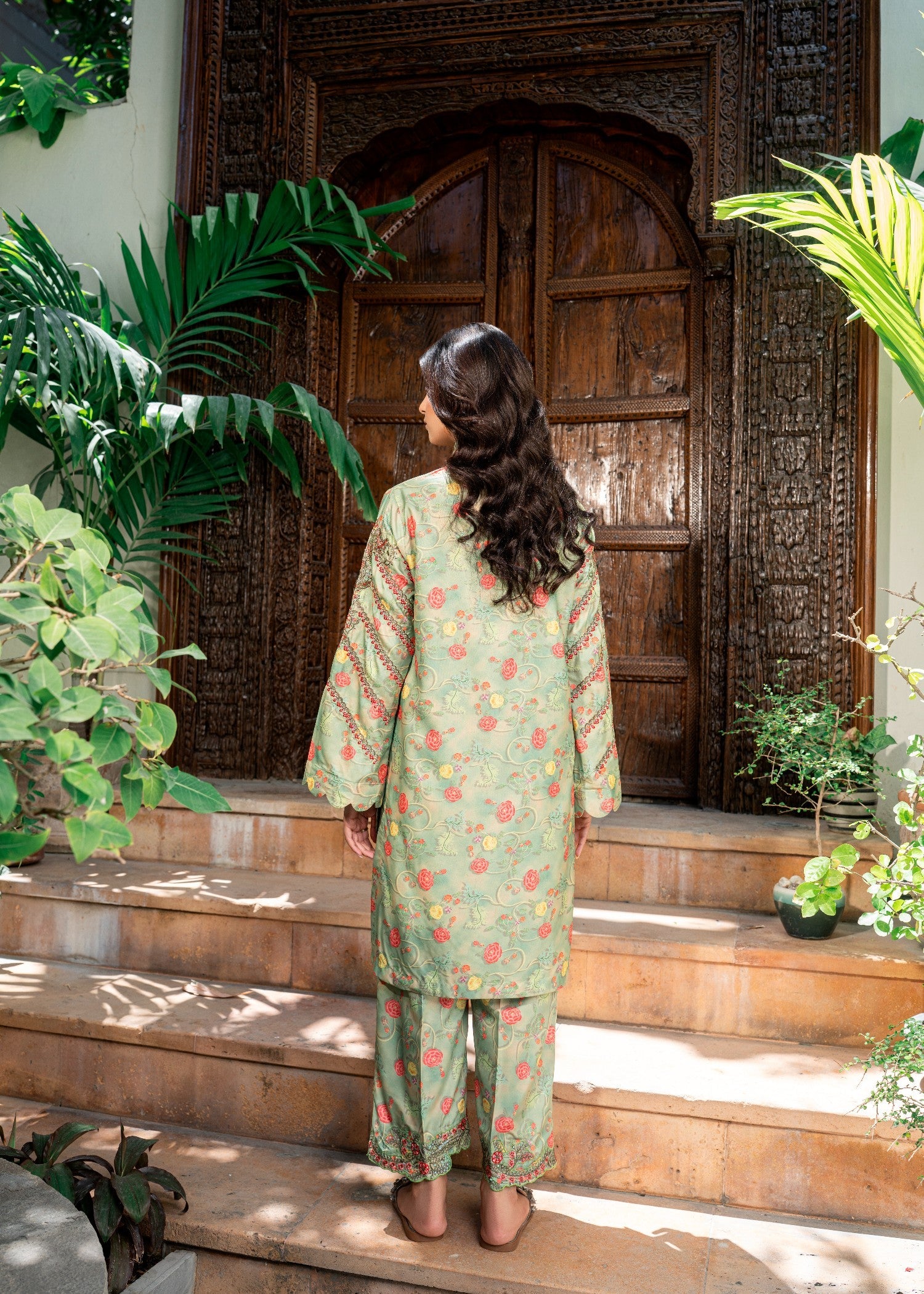 poly silk Co Ord Sets in Apple green