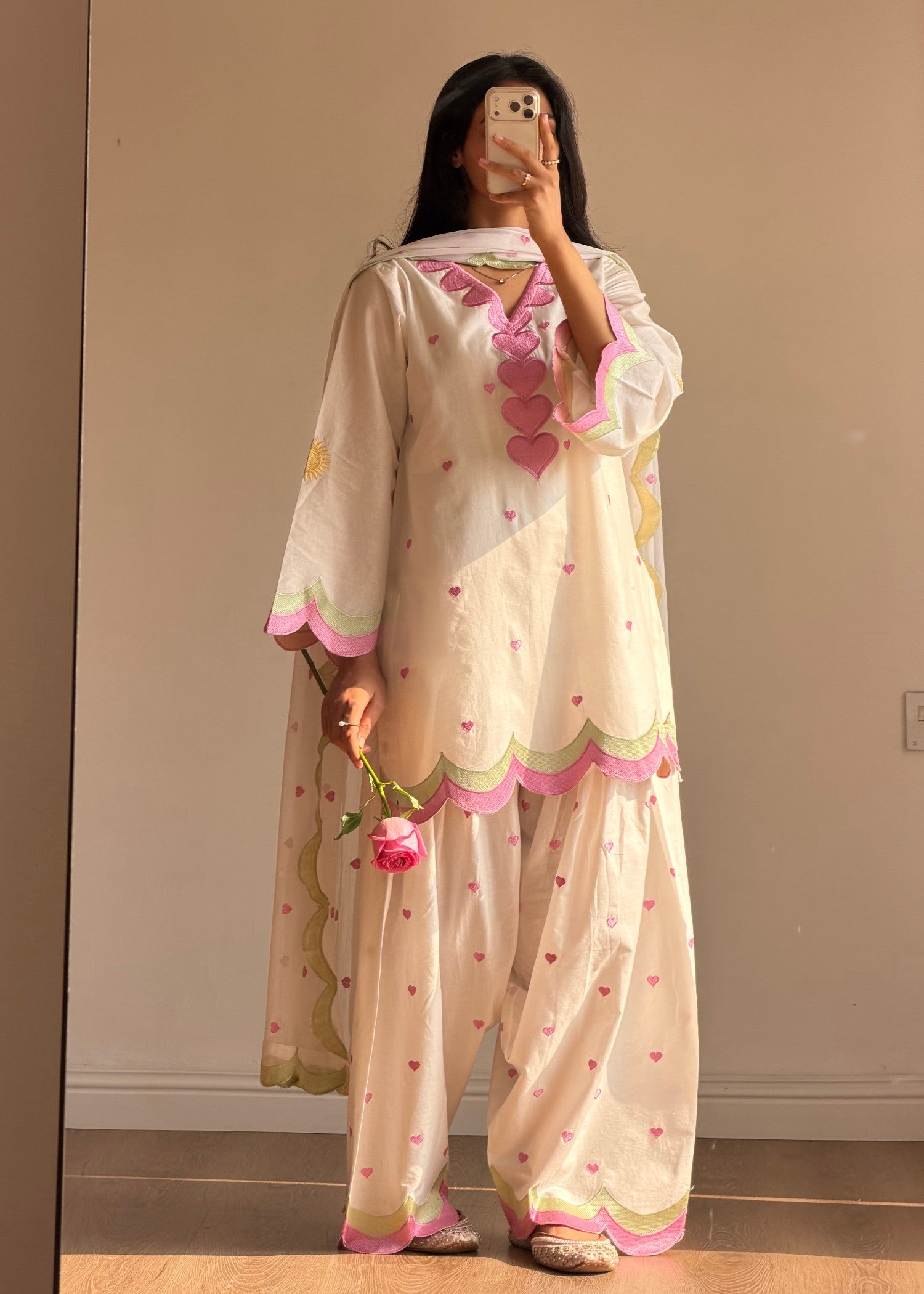 cotton Kurta Set in Off-white