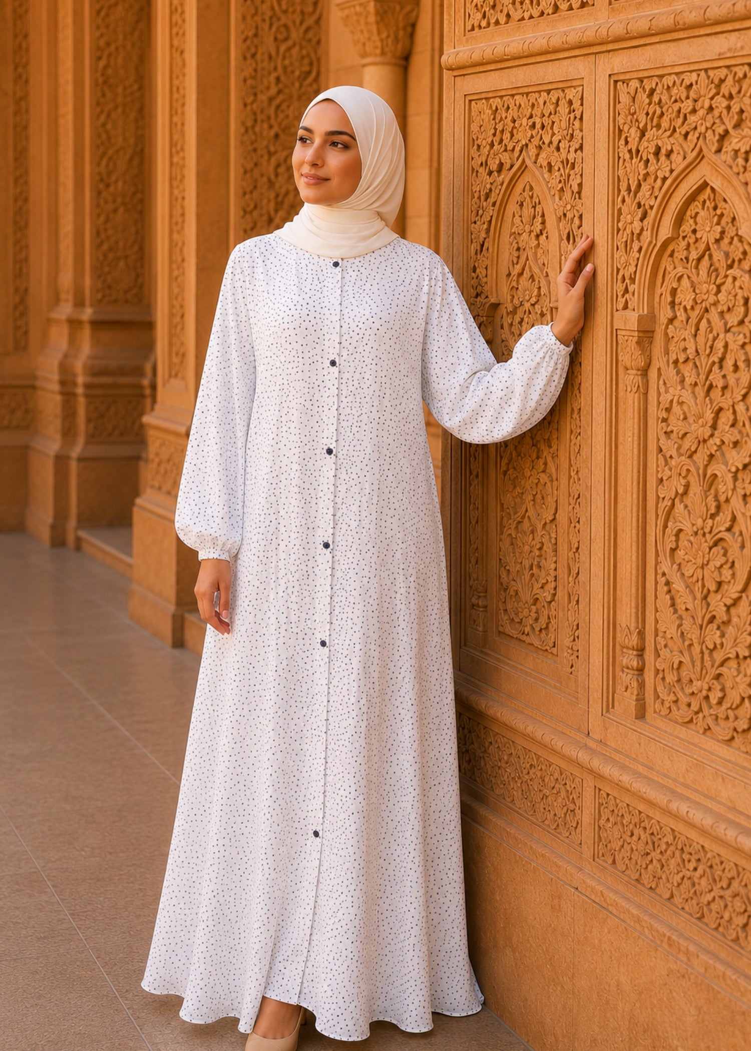 lawn Abaya in White