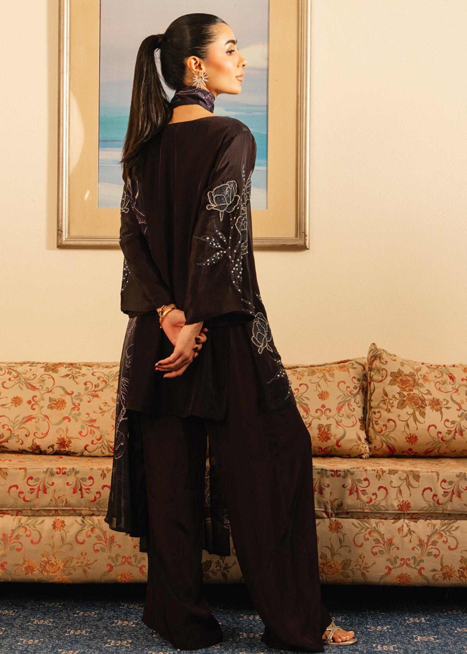 silk Kurti in Dark brown