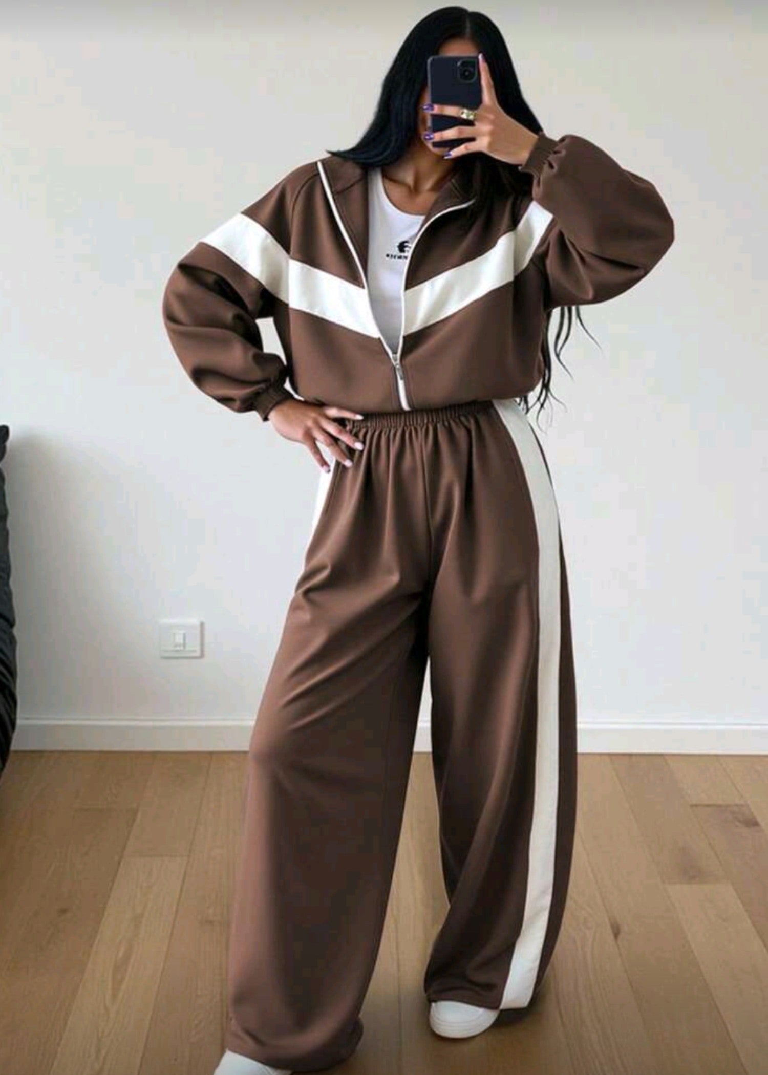 polyester Tracksuit in Walnut brown