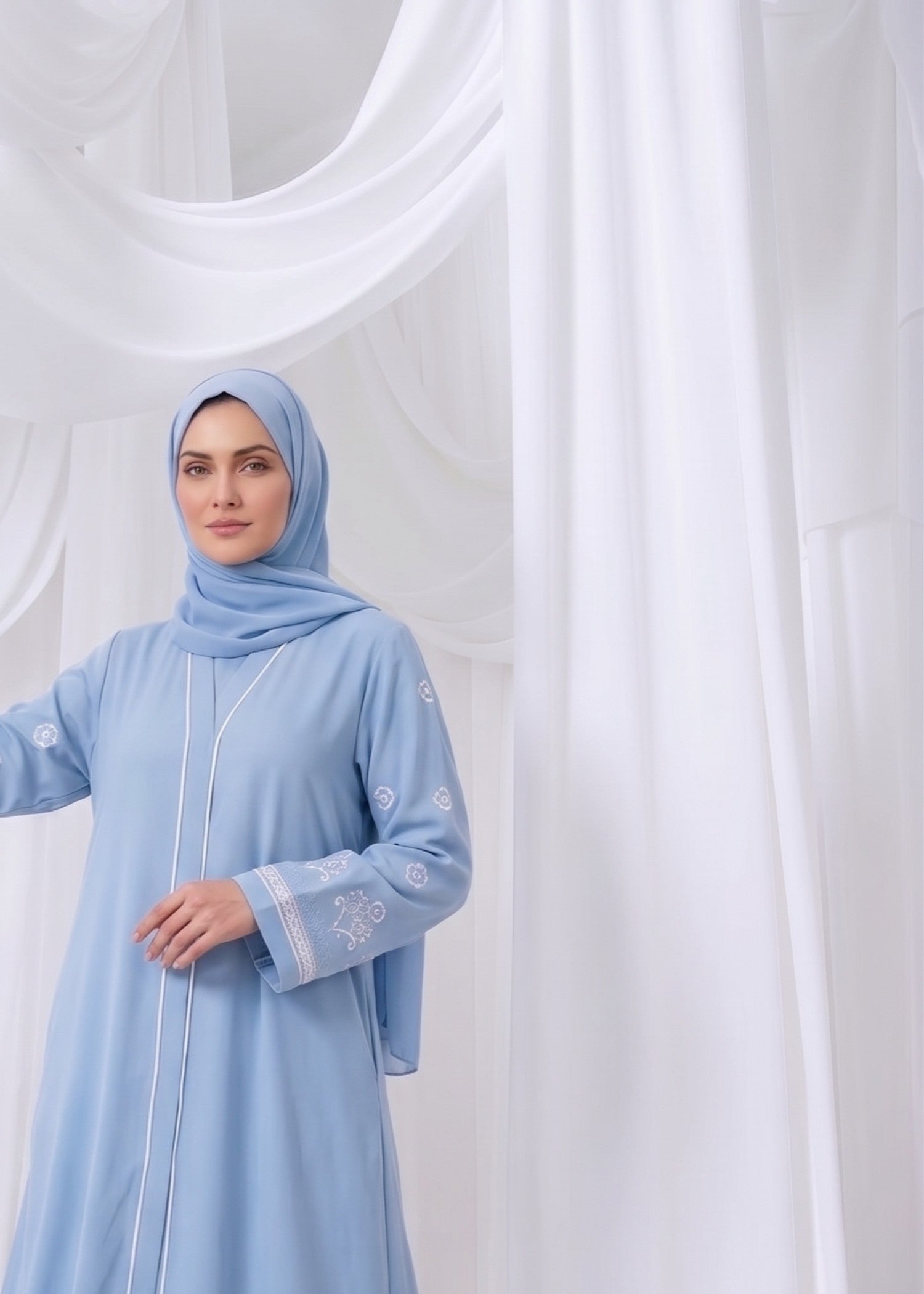nidha Abaya in Sky blue