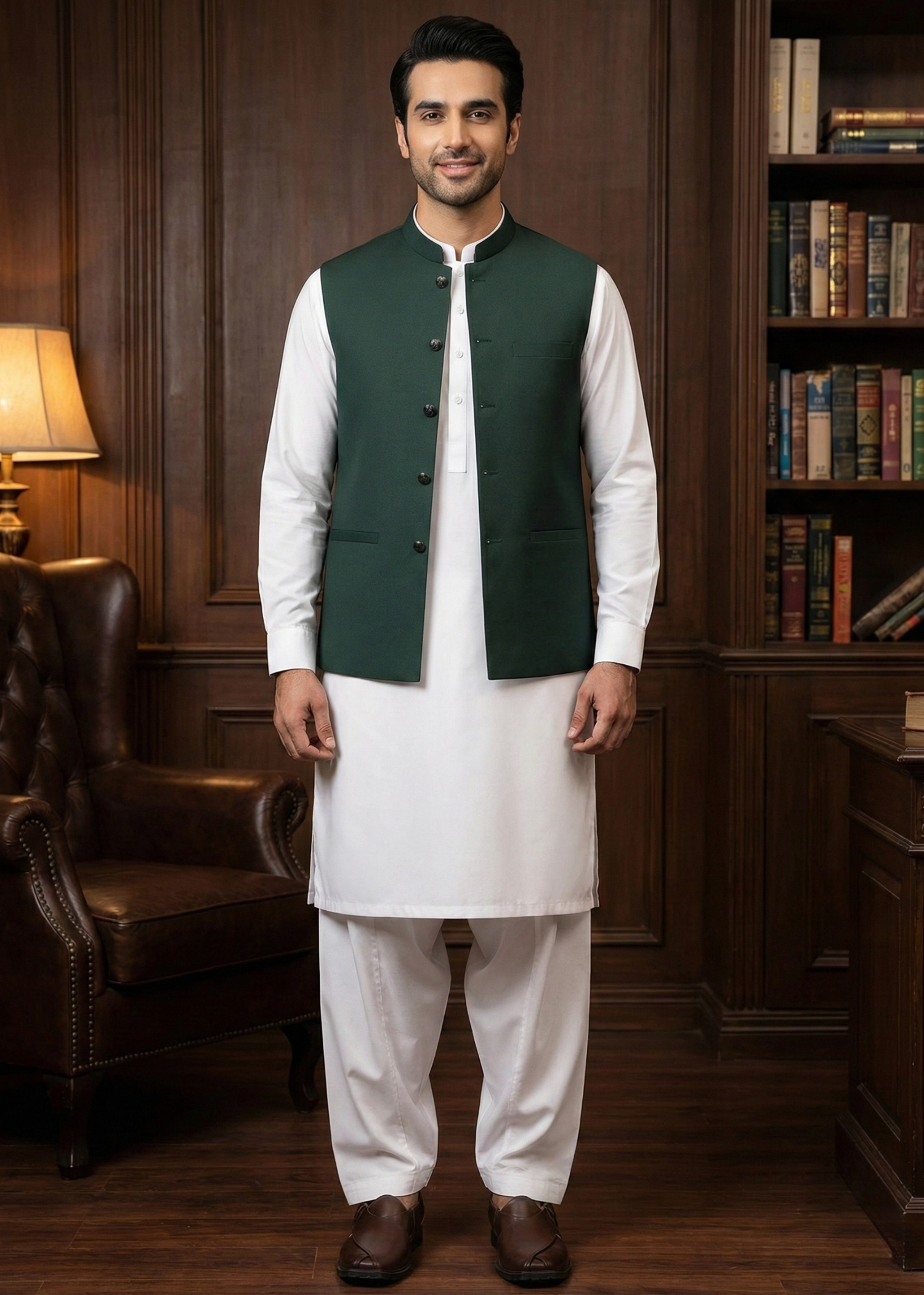 wash & wear Waistcoat in Dark green