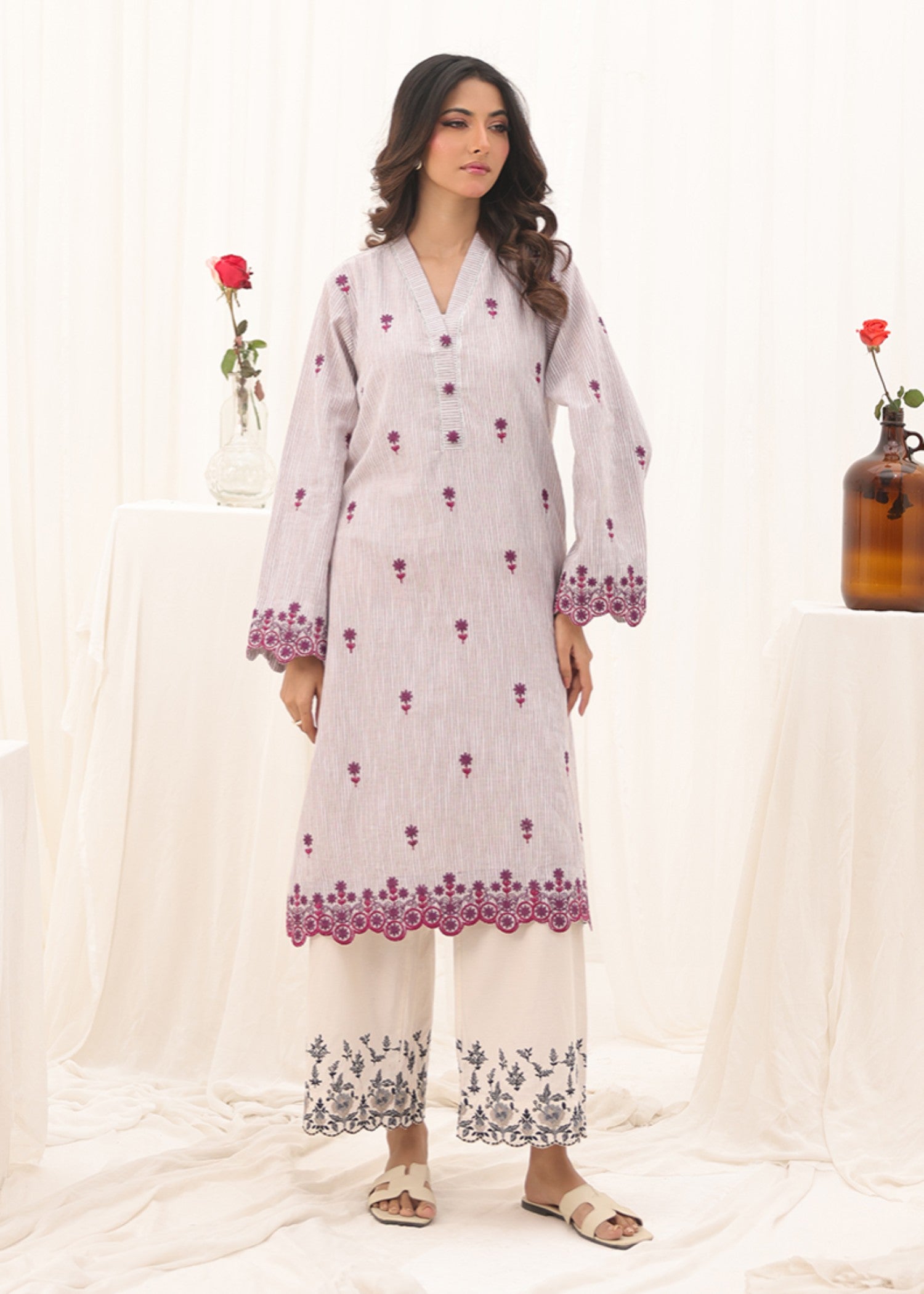 yarn dyed Kurti in Beige