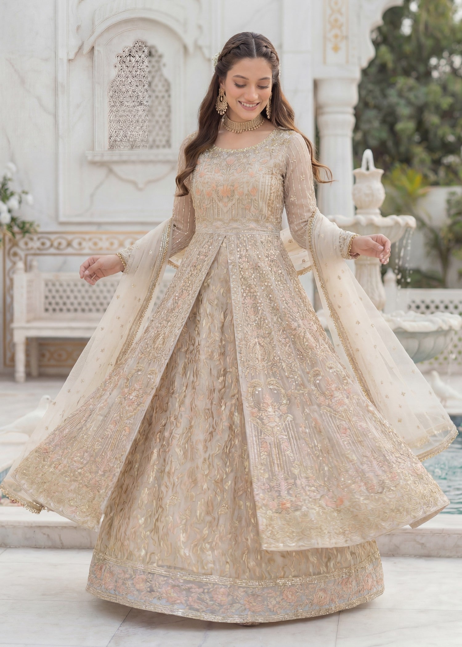 net Pishwas in Pearl white