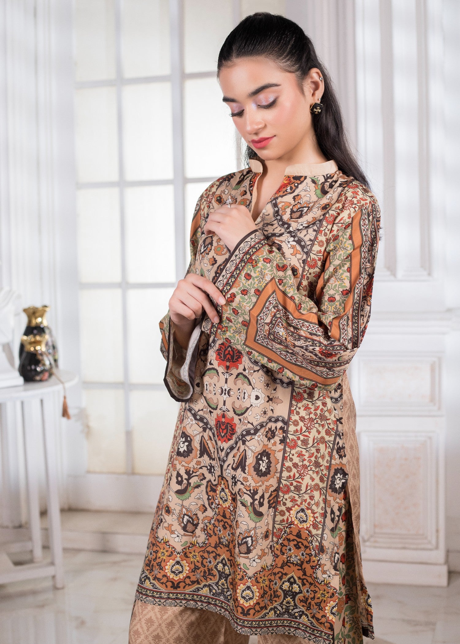 polyester crepe Co Ord Sets in Brown