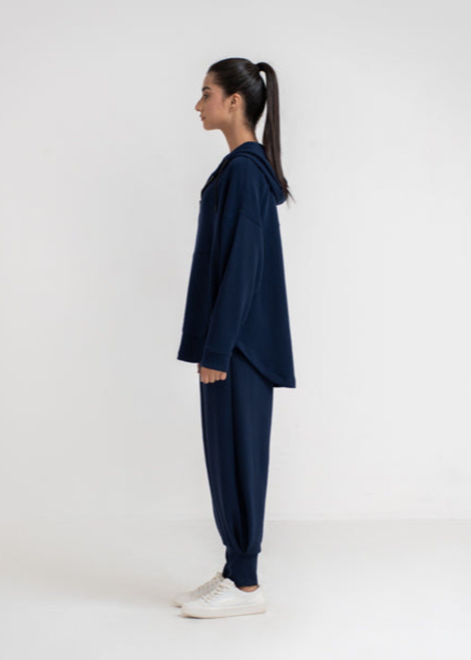 polyester-spandex Hoodie in Navy blue