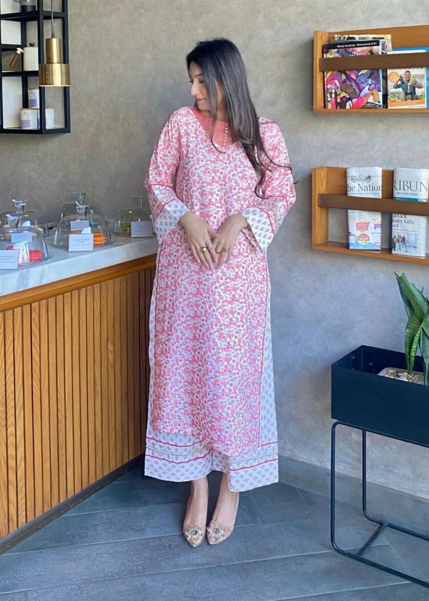 korean raw silk Kurta Set in Pink