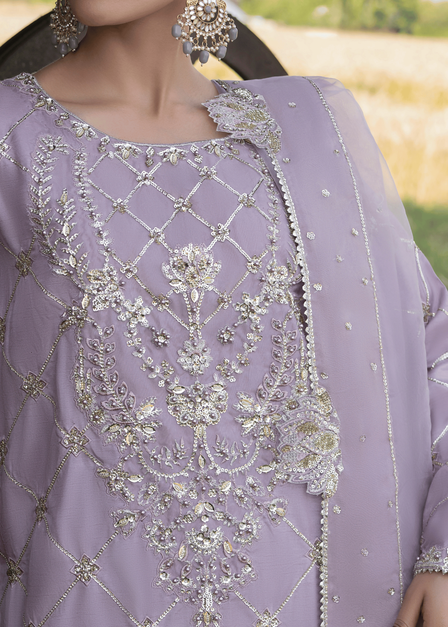 korean raw silk Kurta Set in Lavender