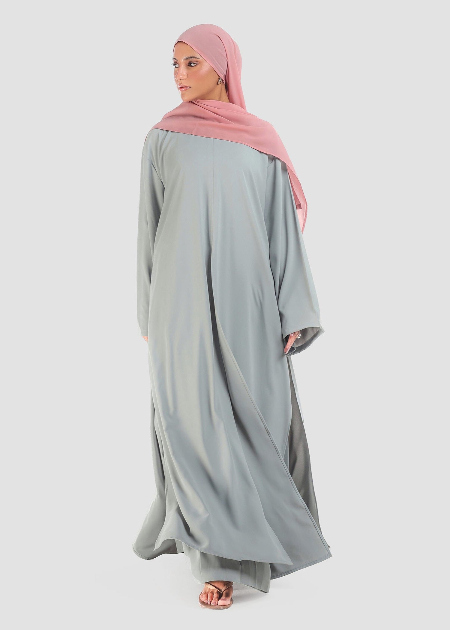 polyester Abaya in Ash grey