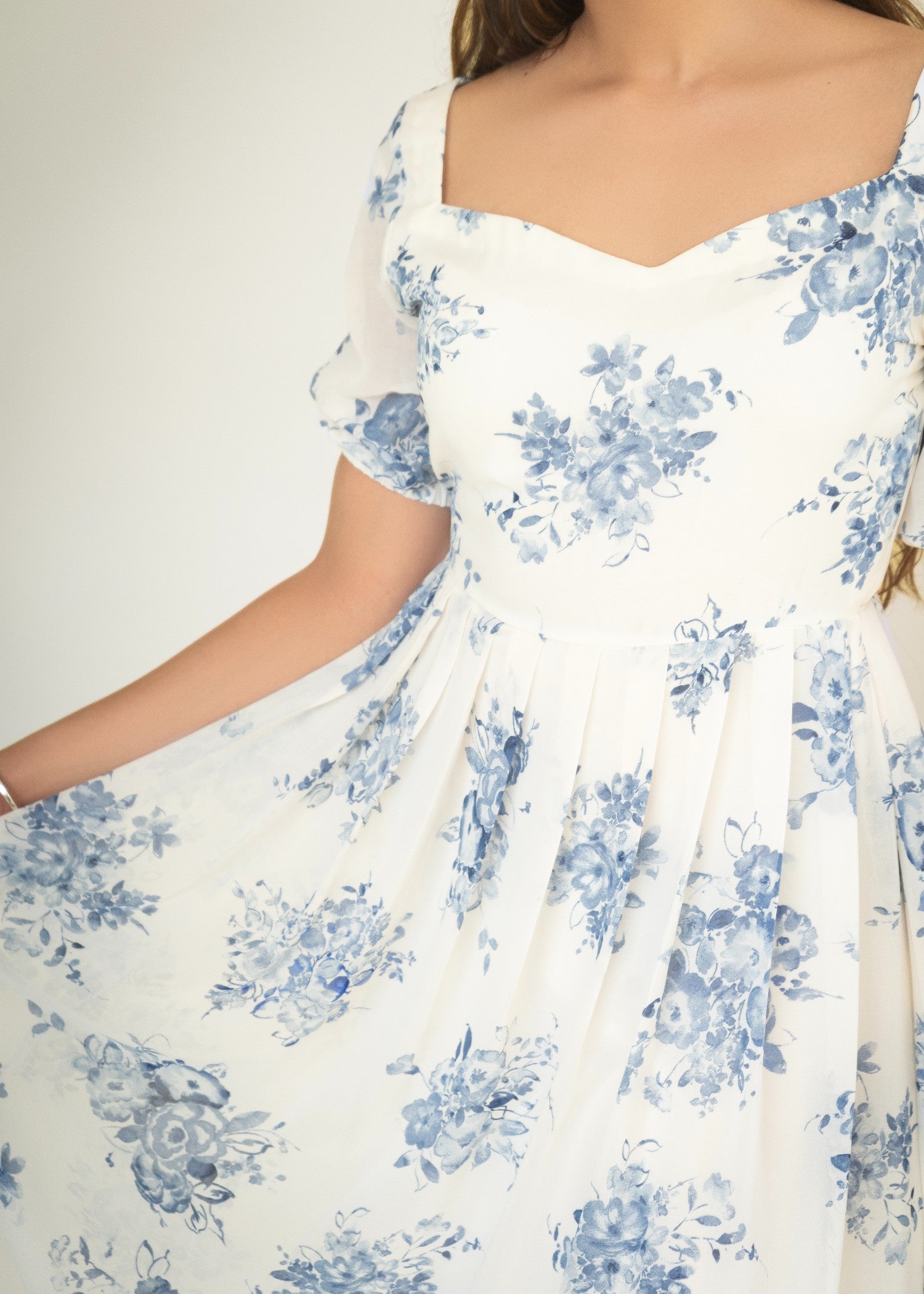 georgette chiffon Dress in White