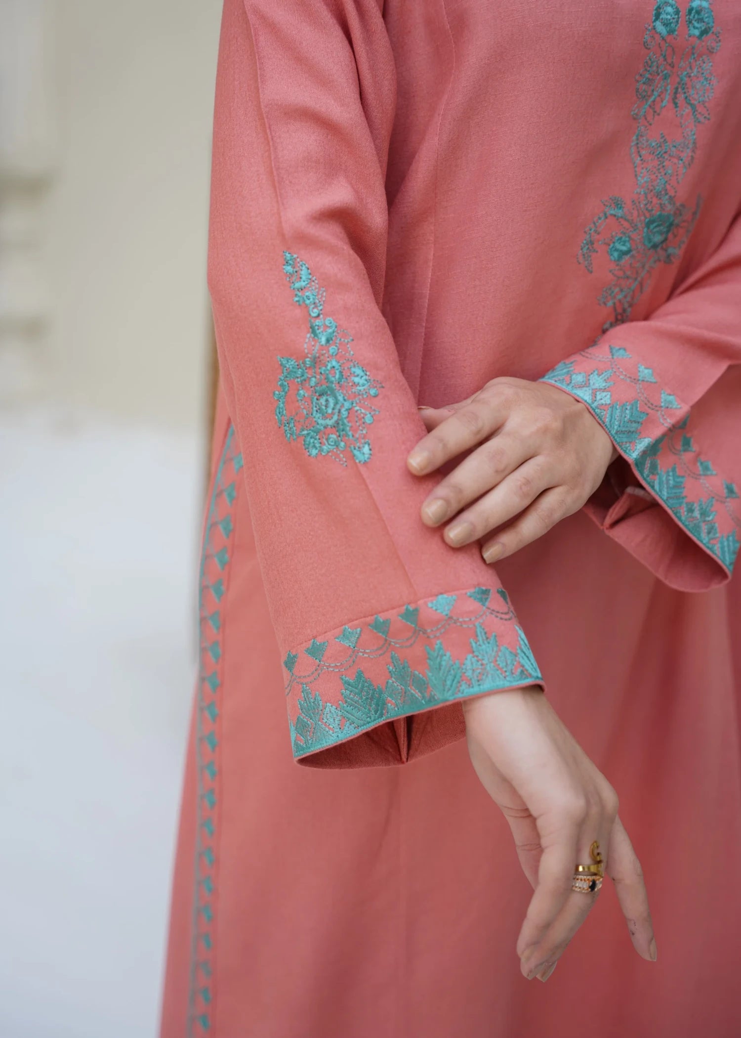 silk karandi Kurta Set in Blush pink