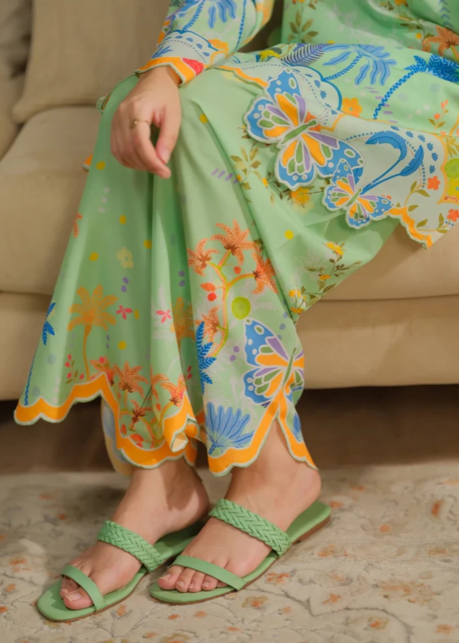 cambric Co Ord Sets in Pistachio green
