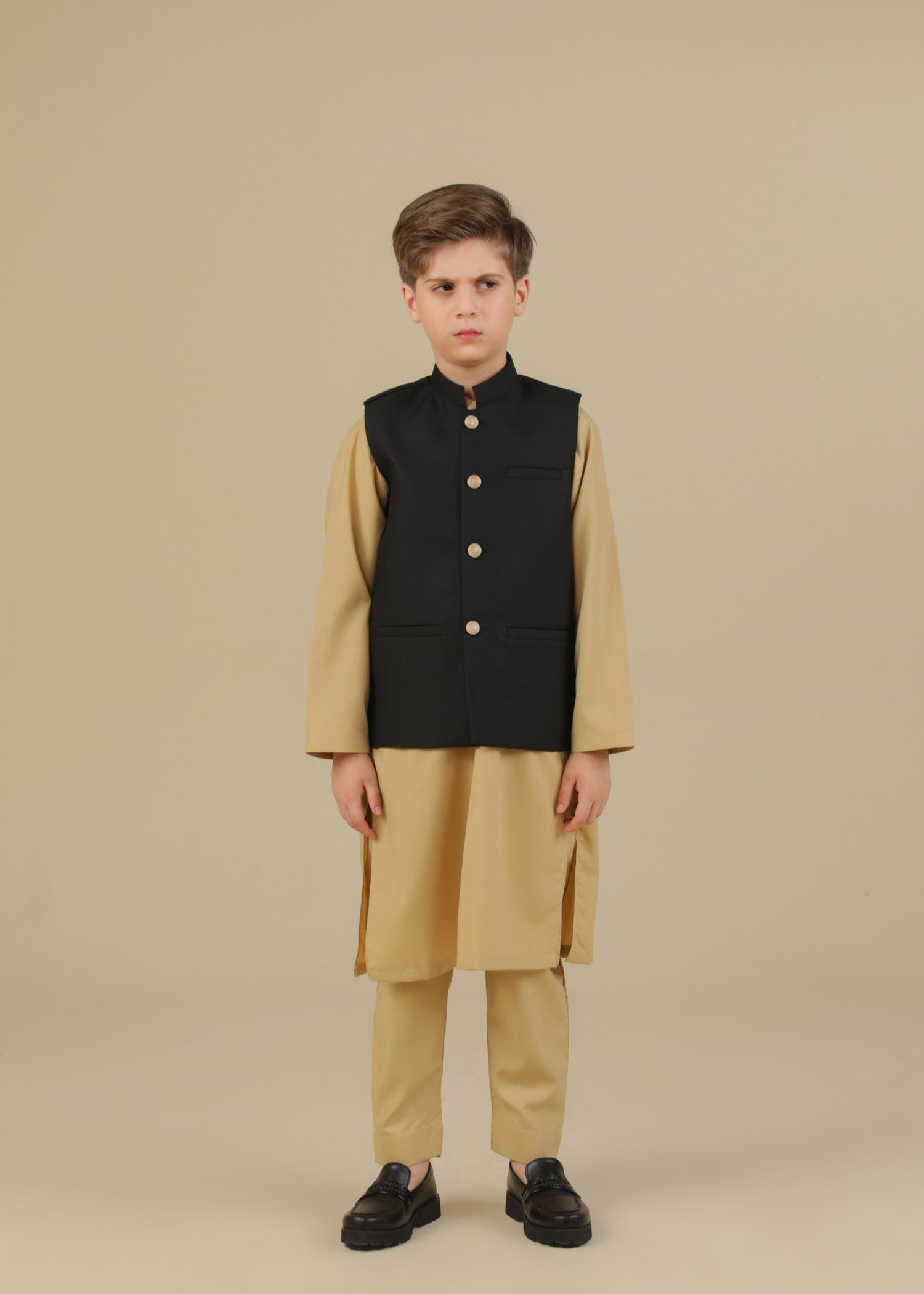suiting Waistcoat in Sand brown, black