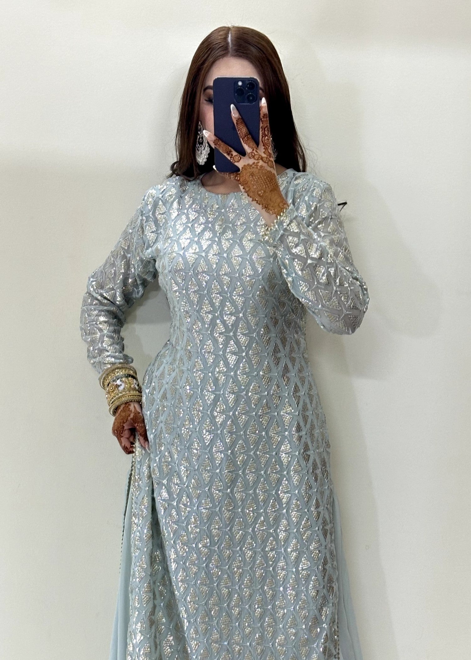 bemberg crinkle chiffon Sharara in Light blue