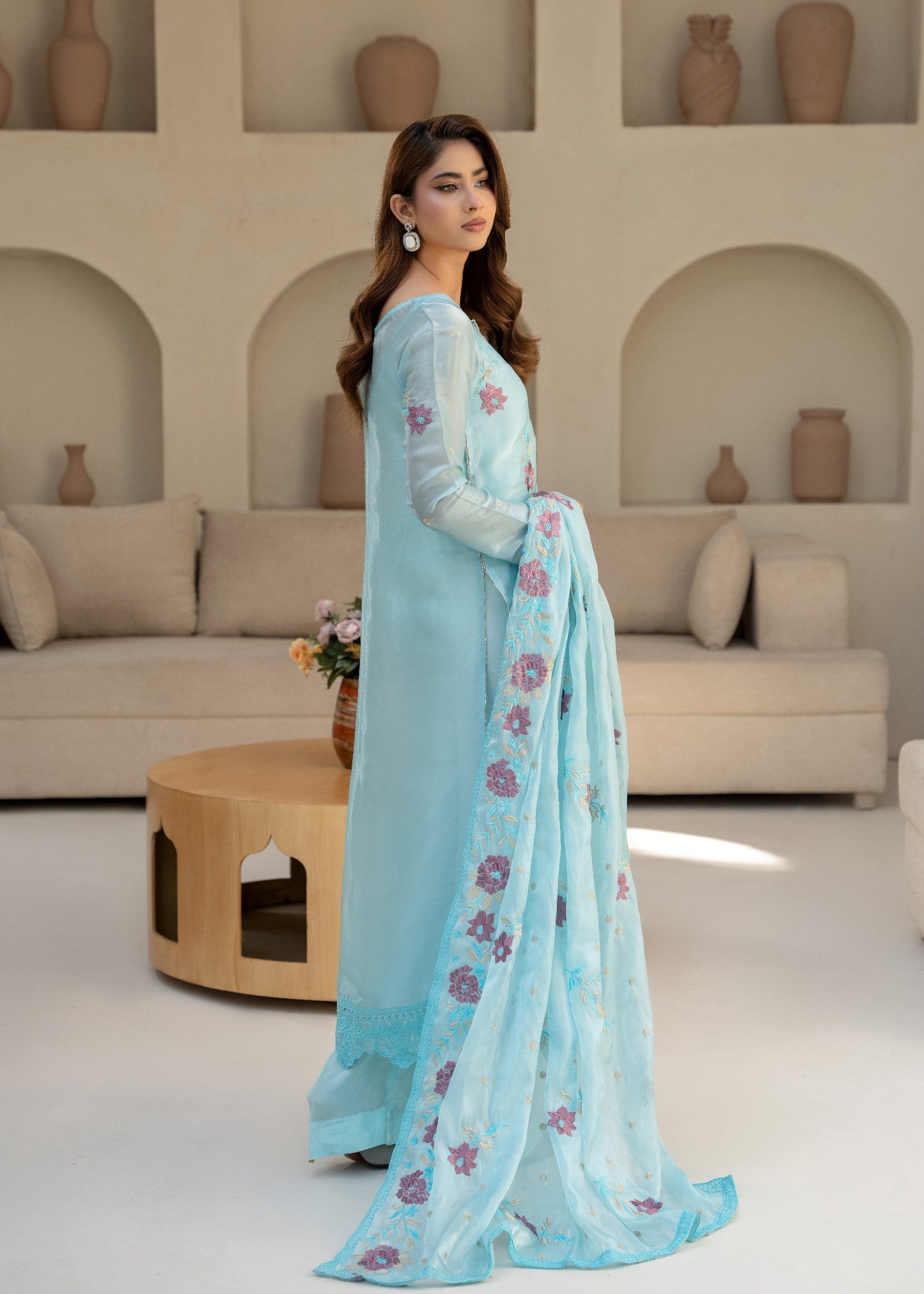 silk Unstitched in Ice blue