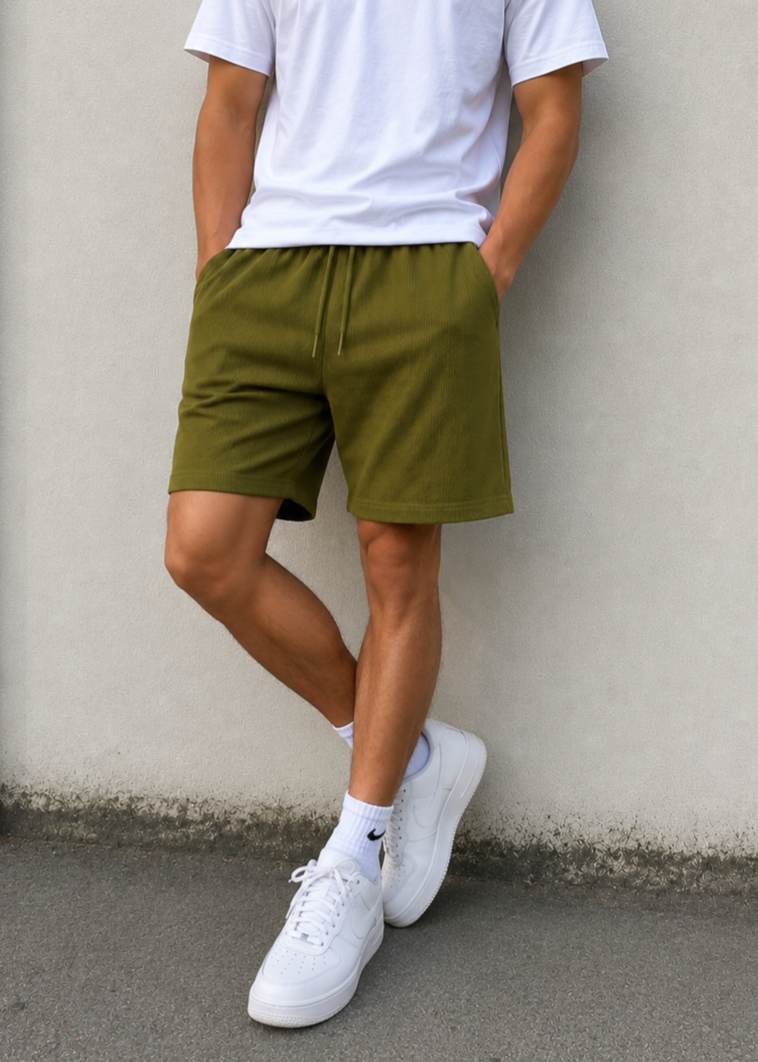 terry Shorts in Black olive by Ecowears.Pk
