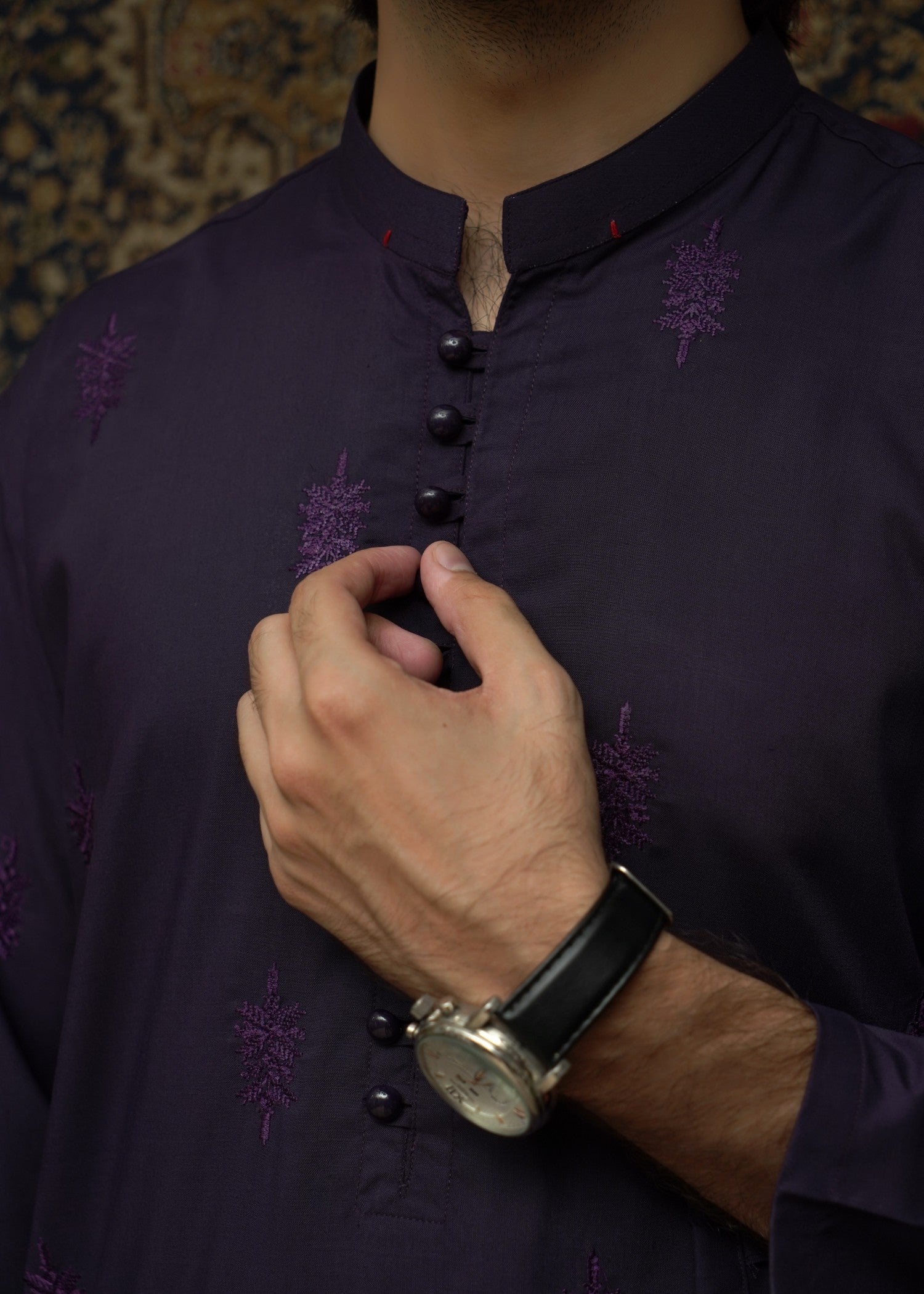 wash & wear Kurta Set in Purple by Maqsood Garments