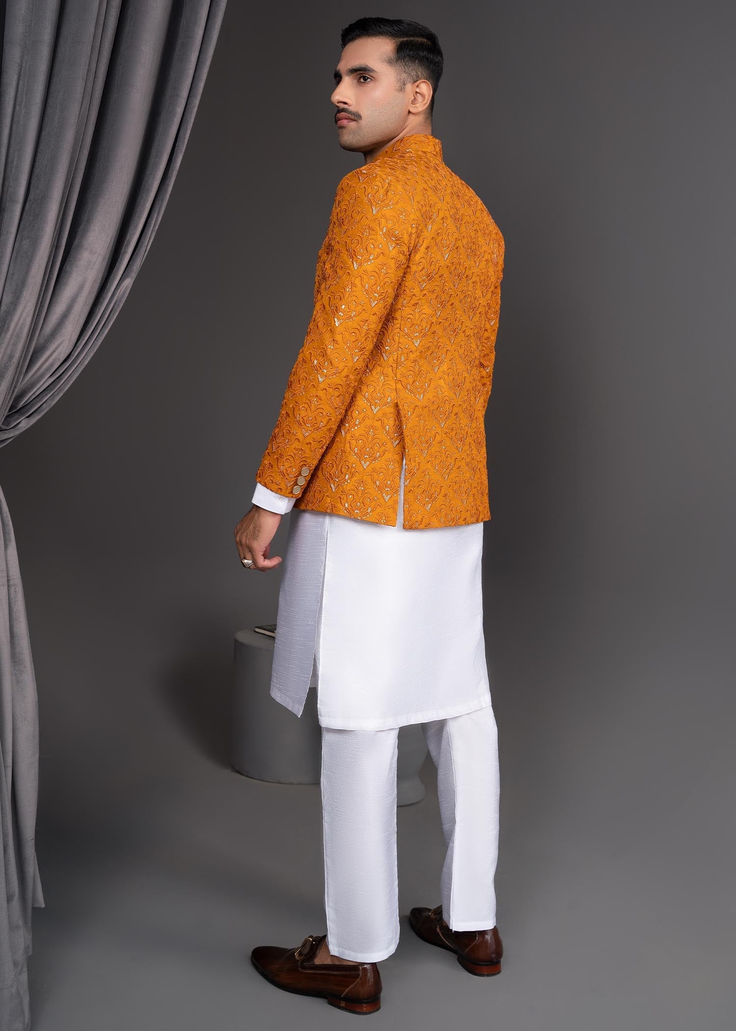 silk Prince Coat in Pumpkin orange