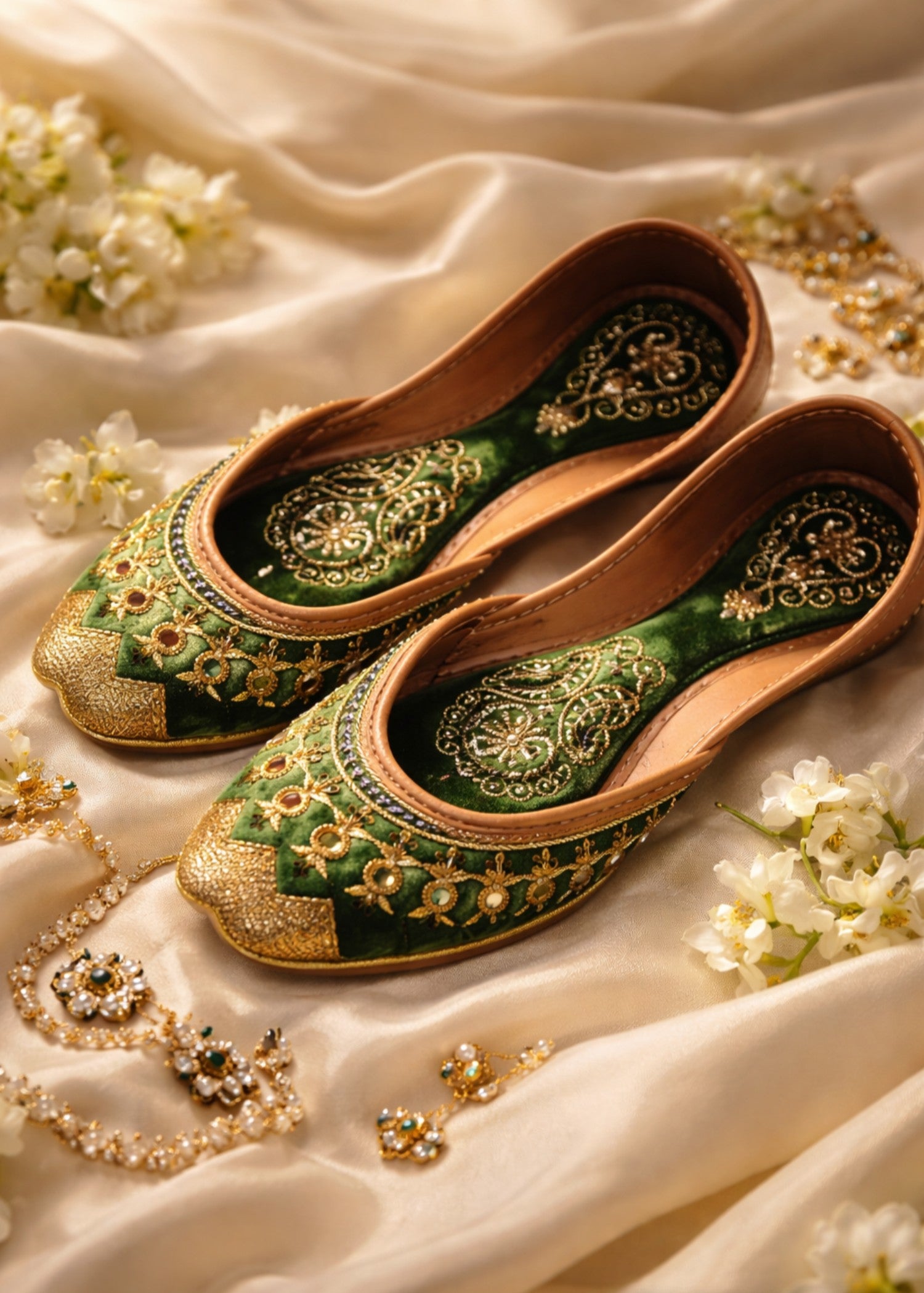 Khussa in Green by - High Quality Women Khussa ACH4429