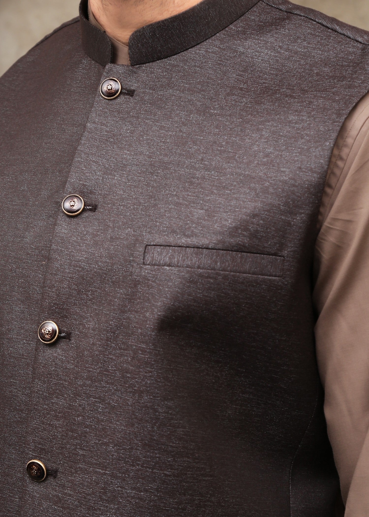 tropical Waistcoat in Coffee brown