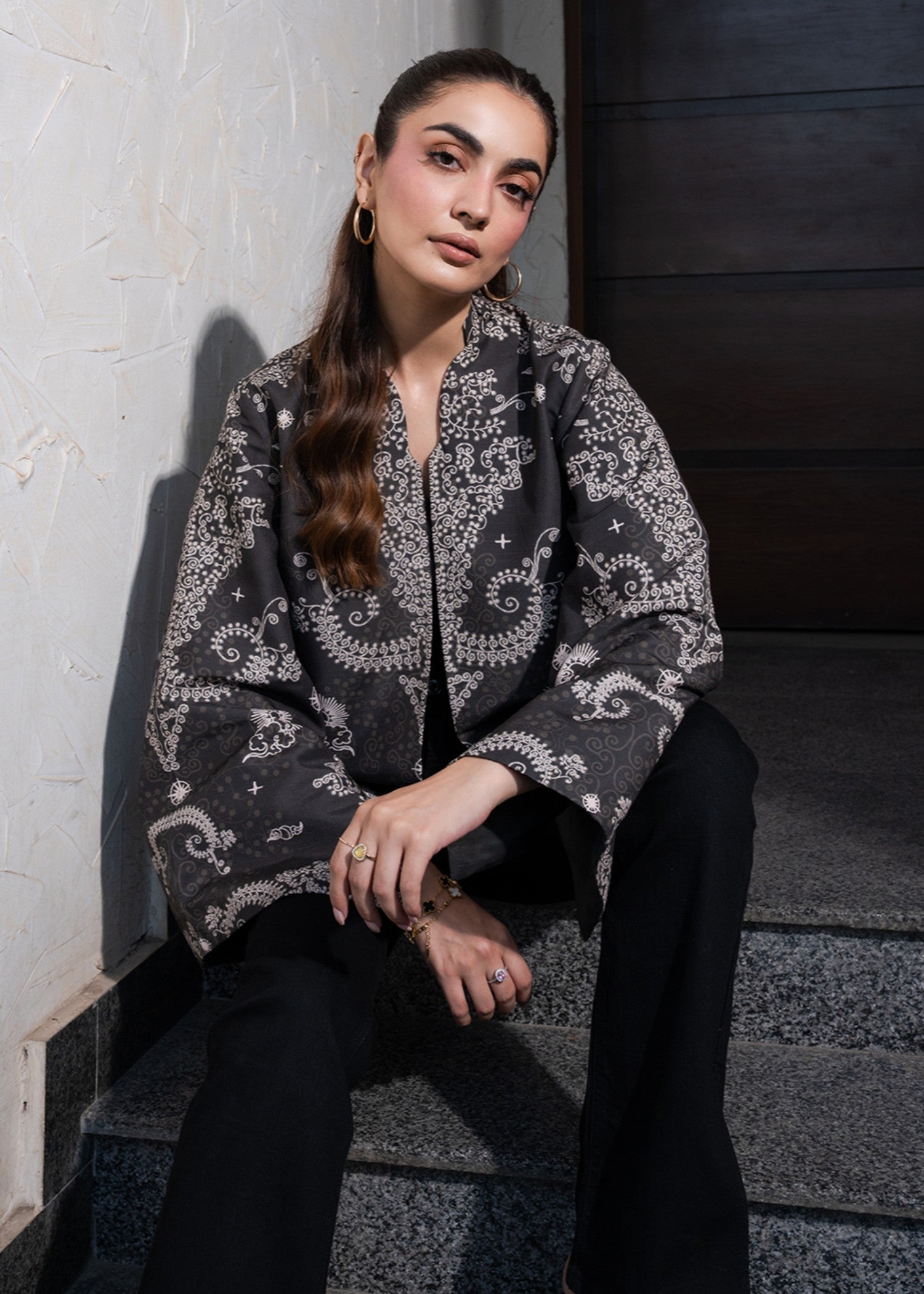 khaddar Jacket in Dark grey