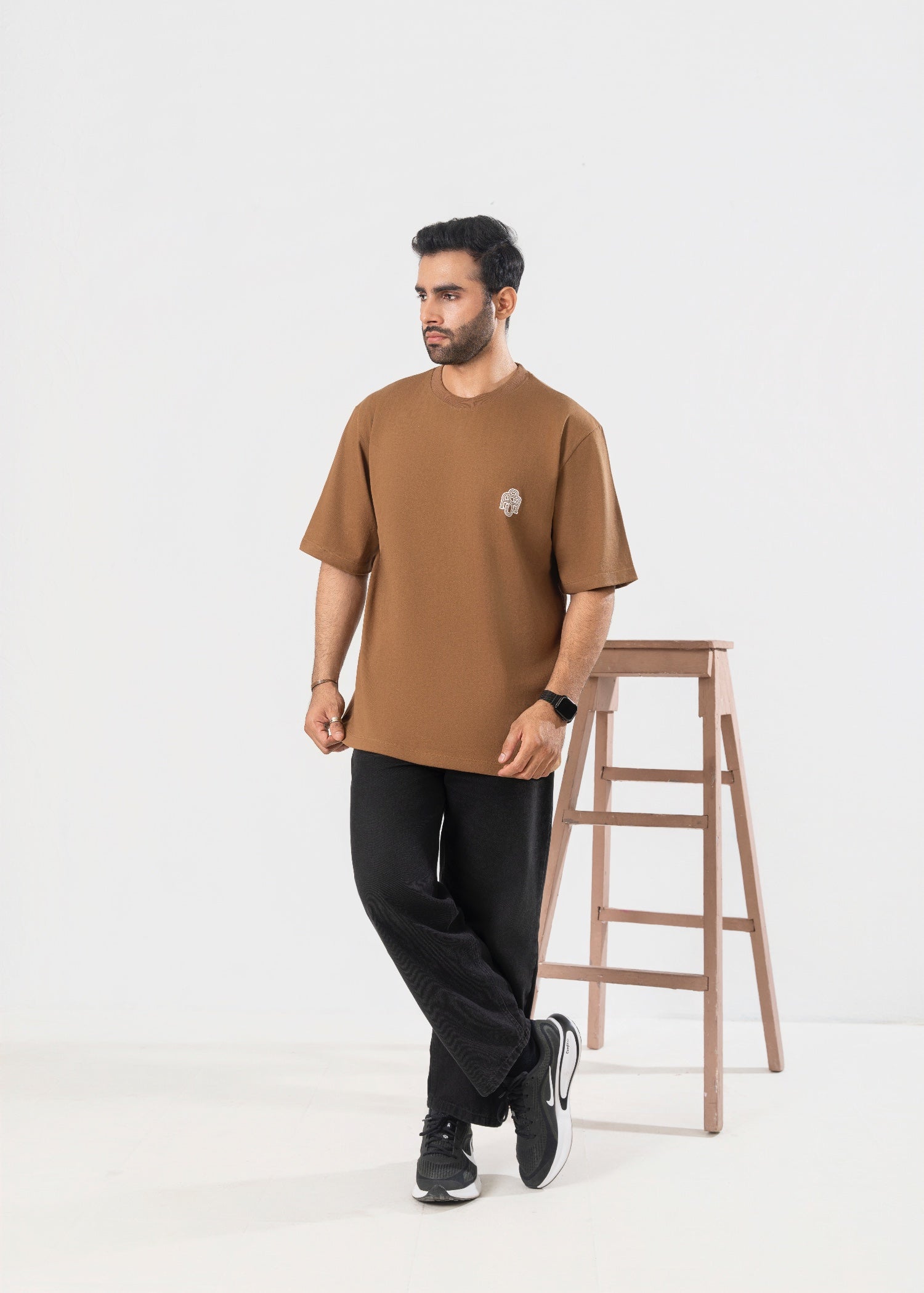 cotton jersey T Shirt in Hazelwood brown
