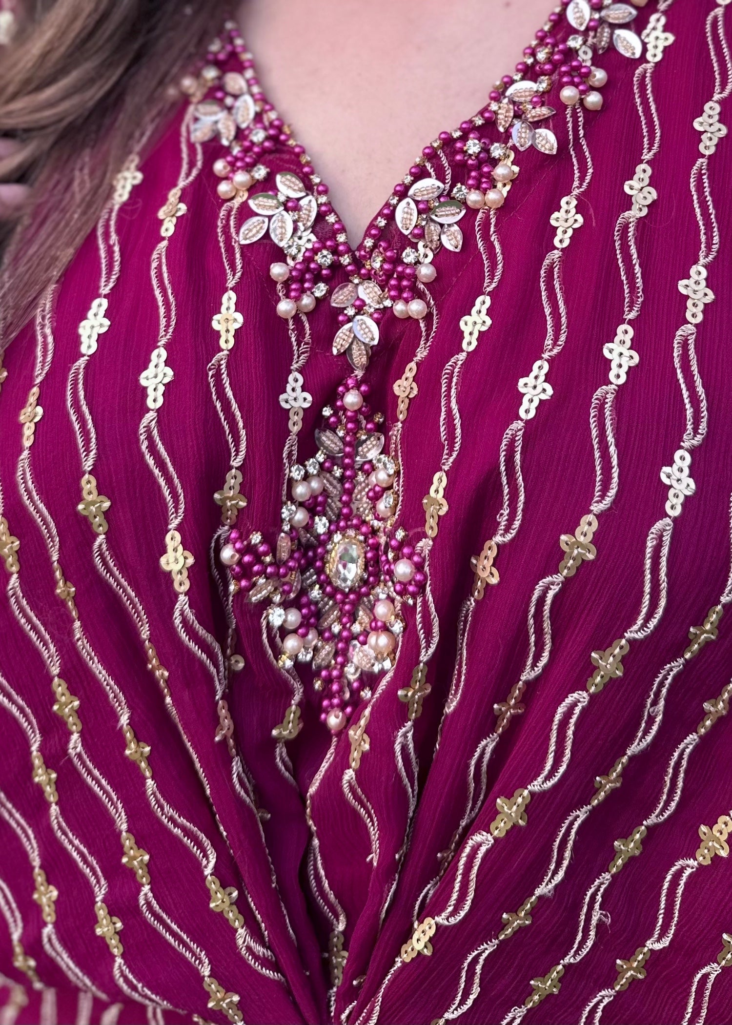 chiffon Kaftan in Magenta haze