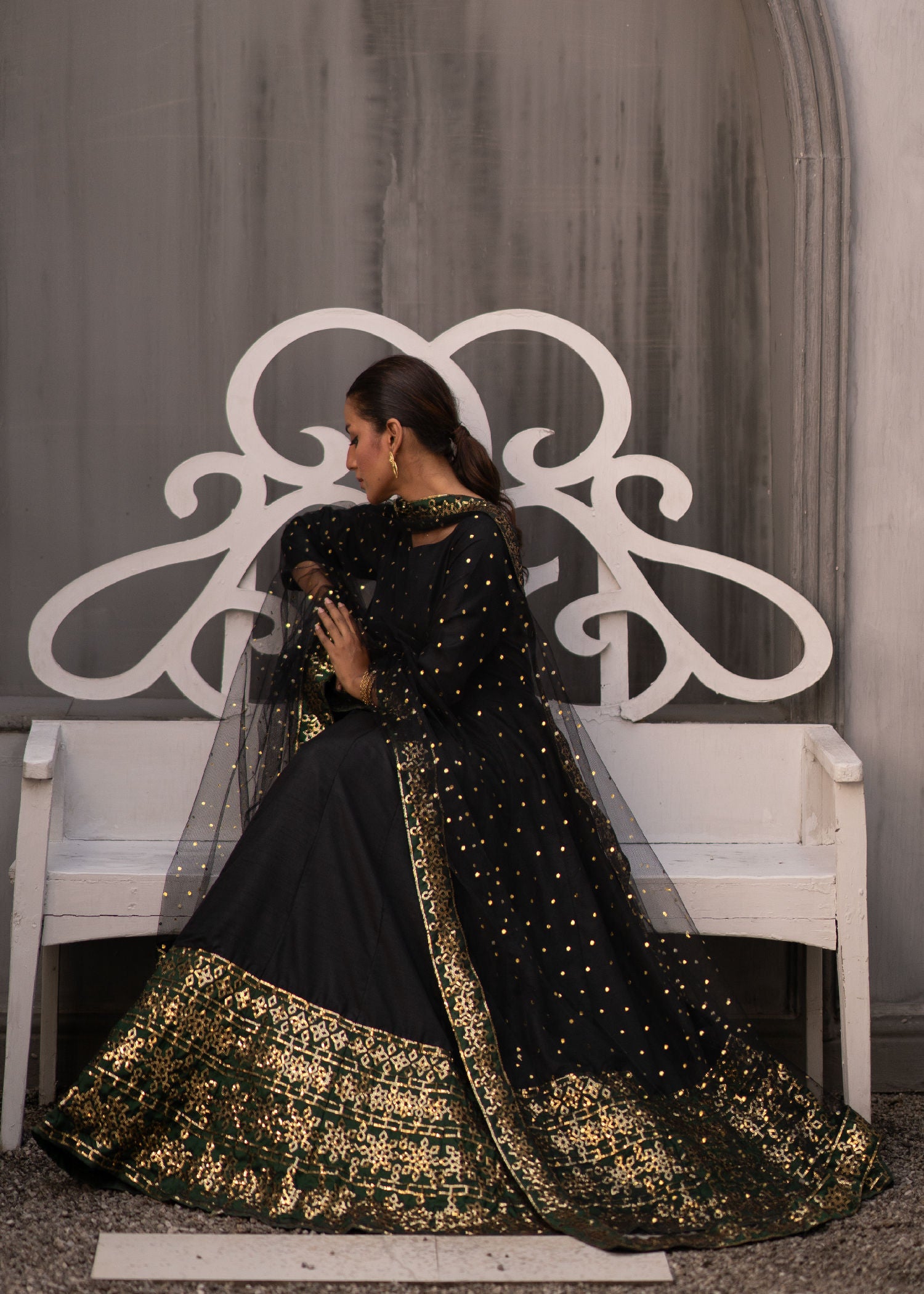 pk raw silk Pishwas in Black