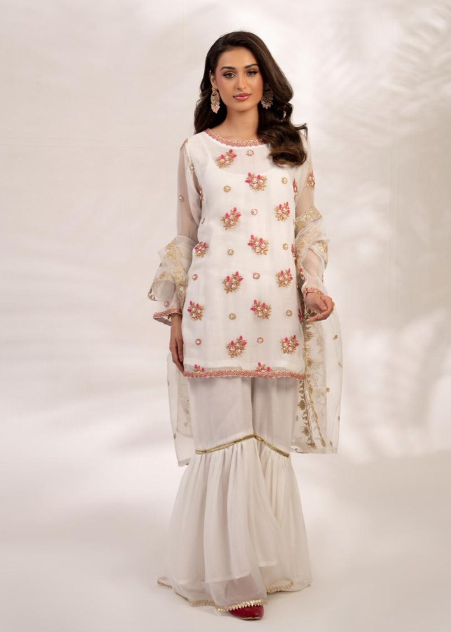 crinkle Gharara in White