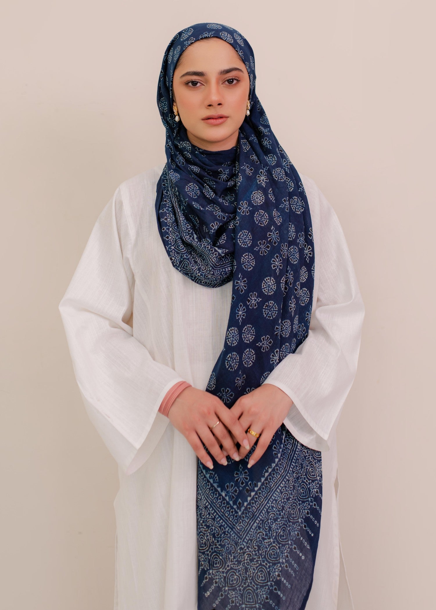 lawn cotton Hijab in Navy blue
