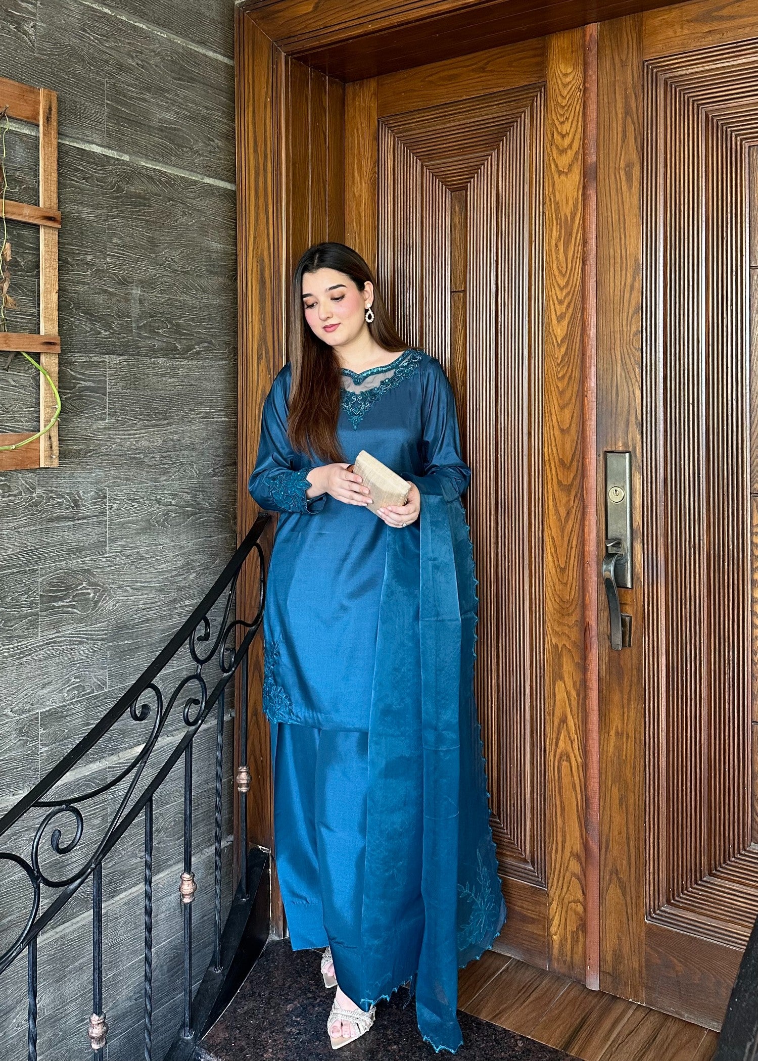 kattan silk Kurta Set in Sapphire blue