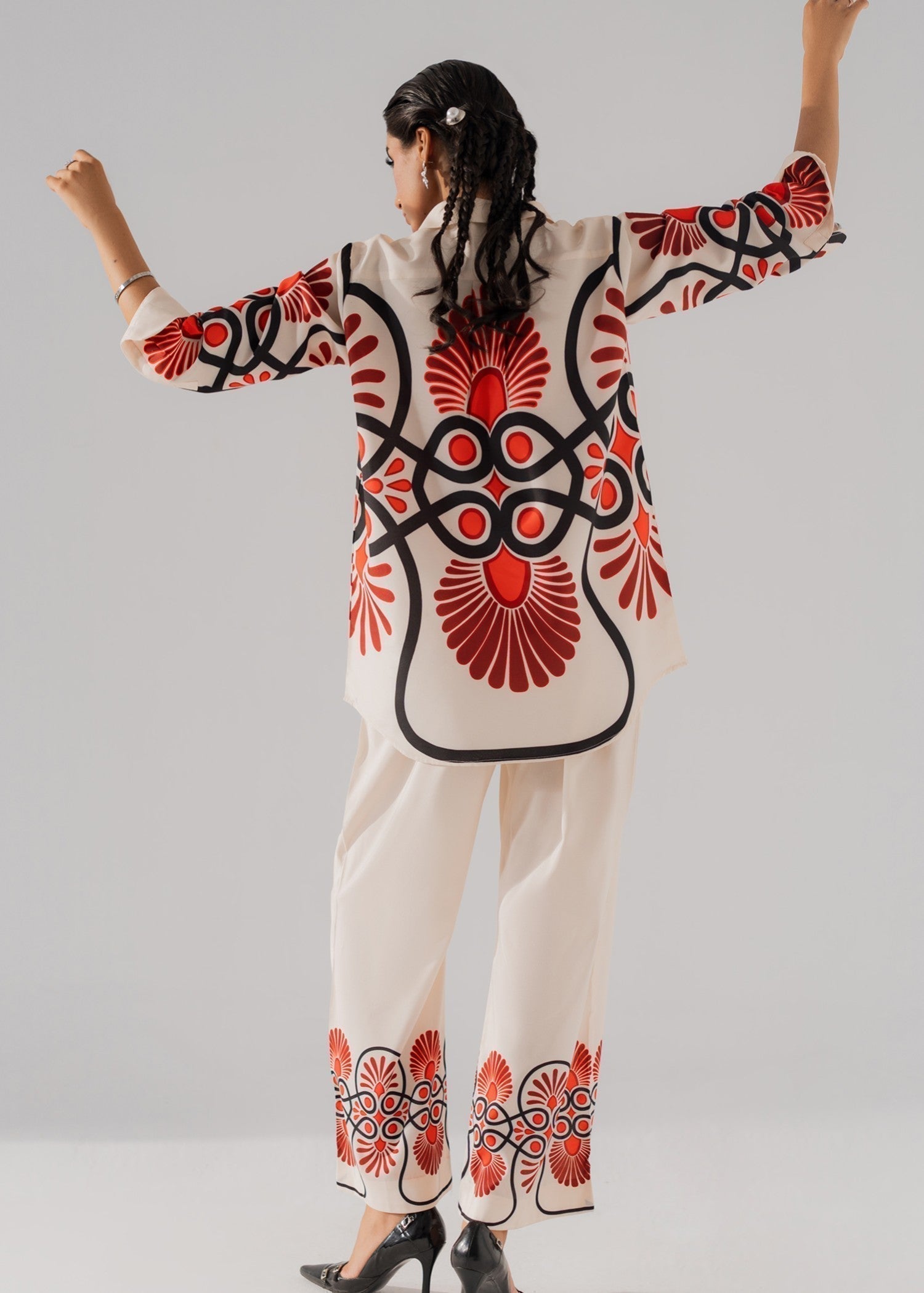 poly silk Co ord Sets in Beige
