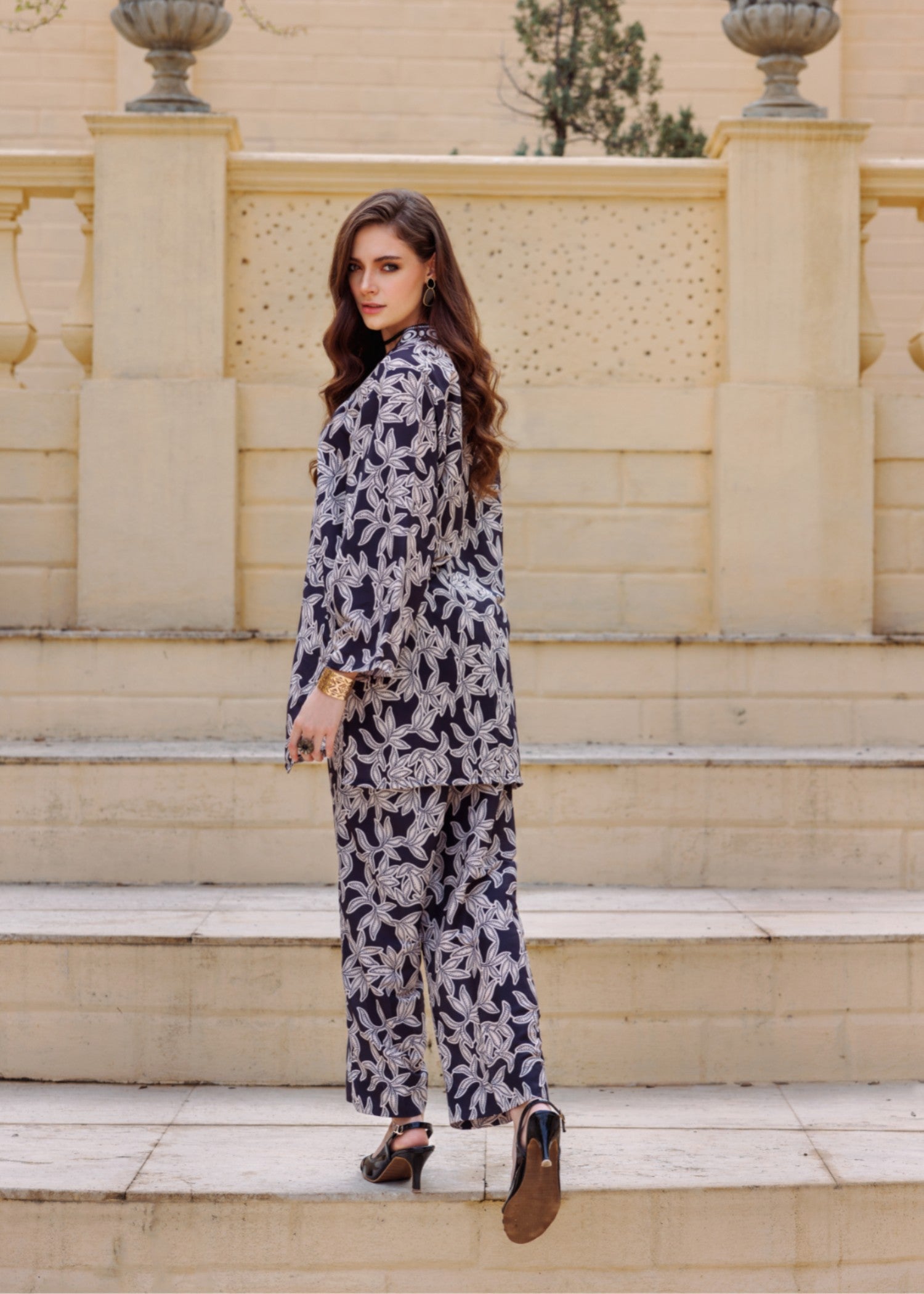silk finish lawn Co ord Sets in Black