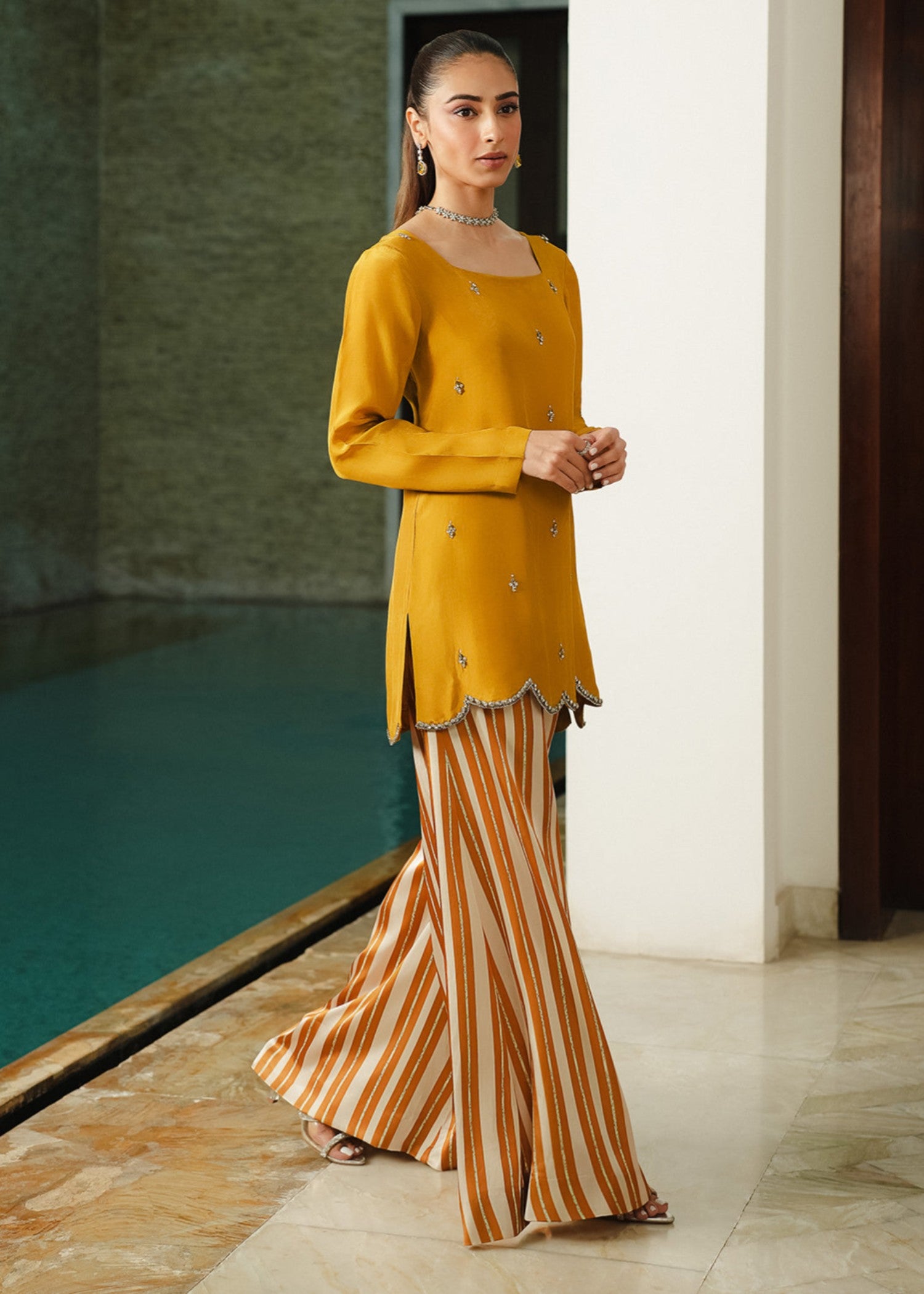 silk Kurti in Mustard