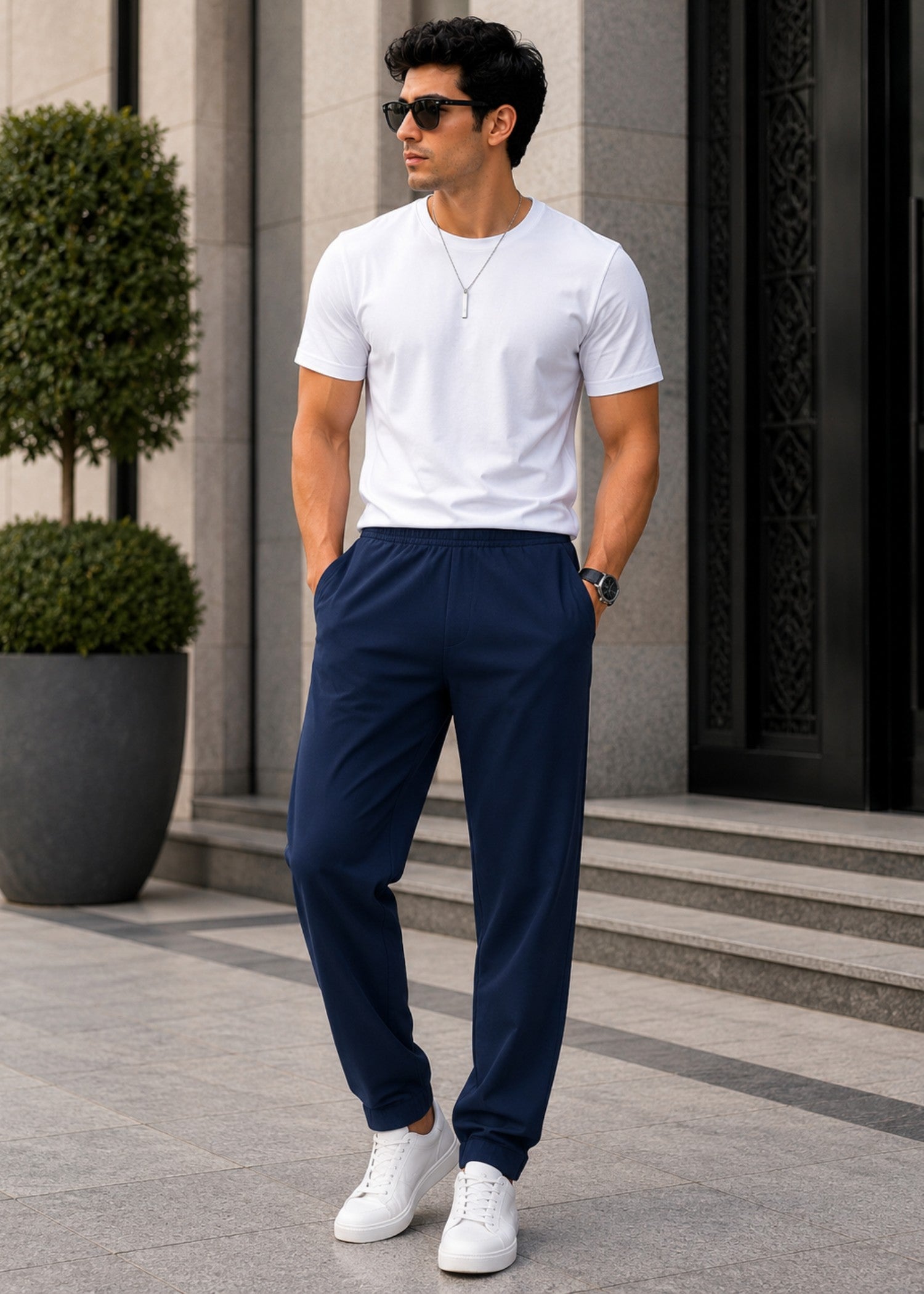 cotton Trousers in Moonlight blue