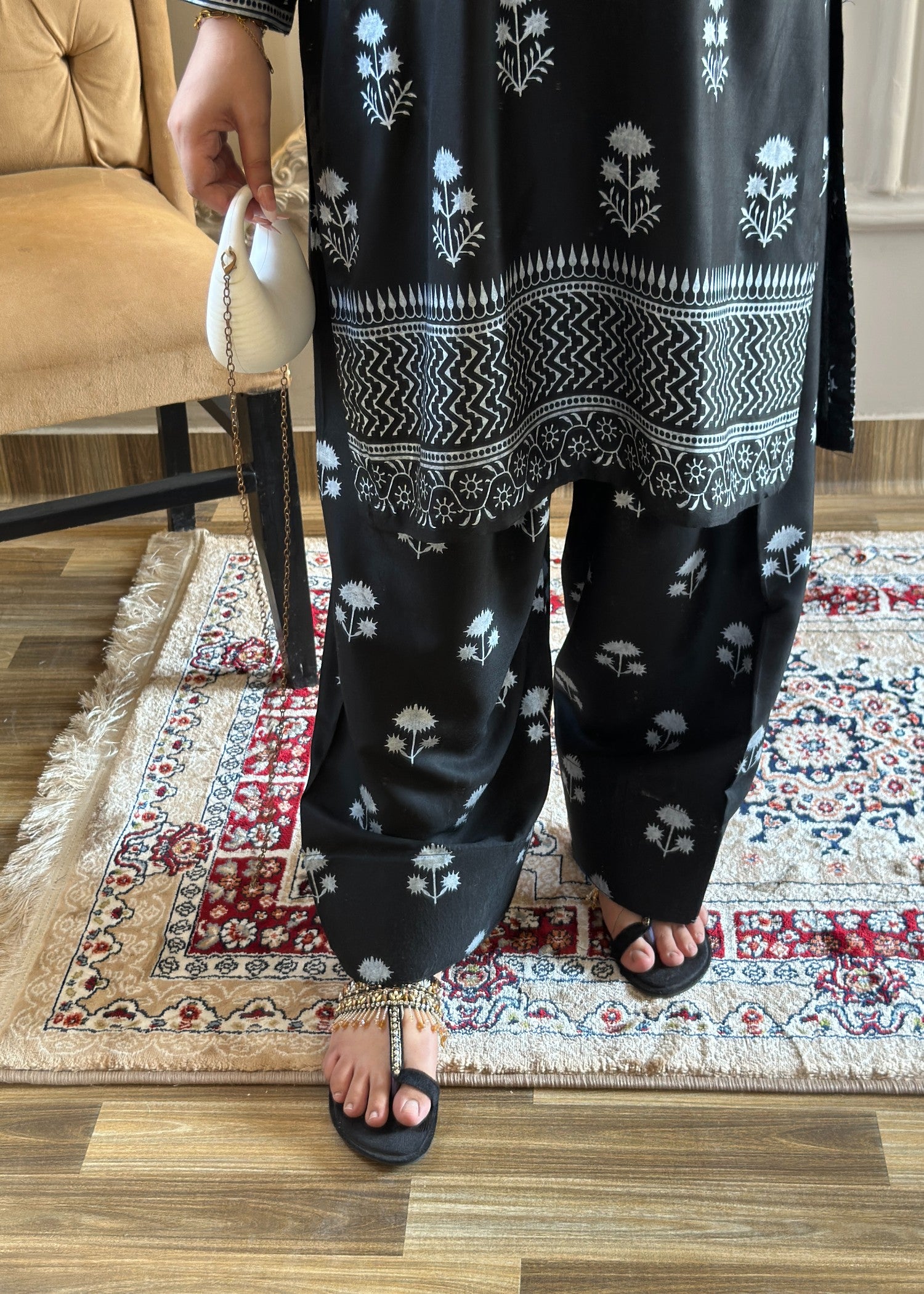 arabic lawn Co Ord Sets in Black