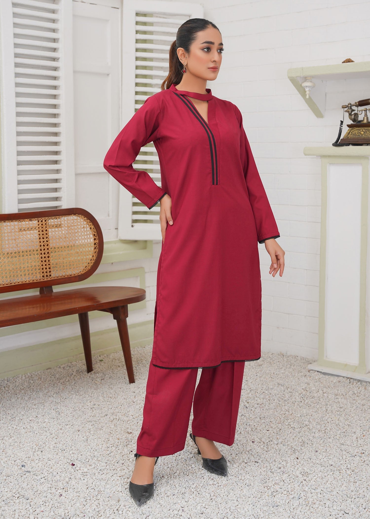 wash & wear Co Ord Sets in Maroon