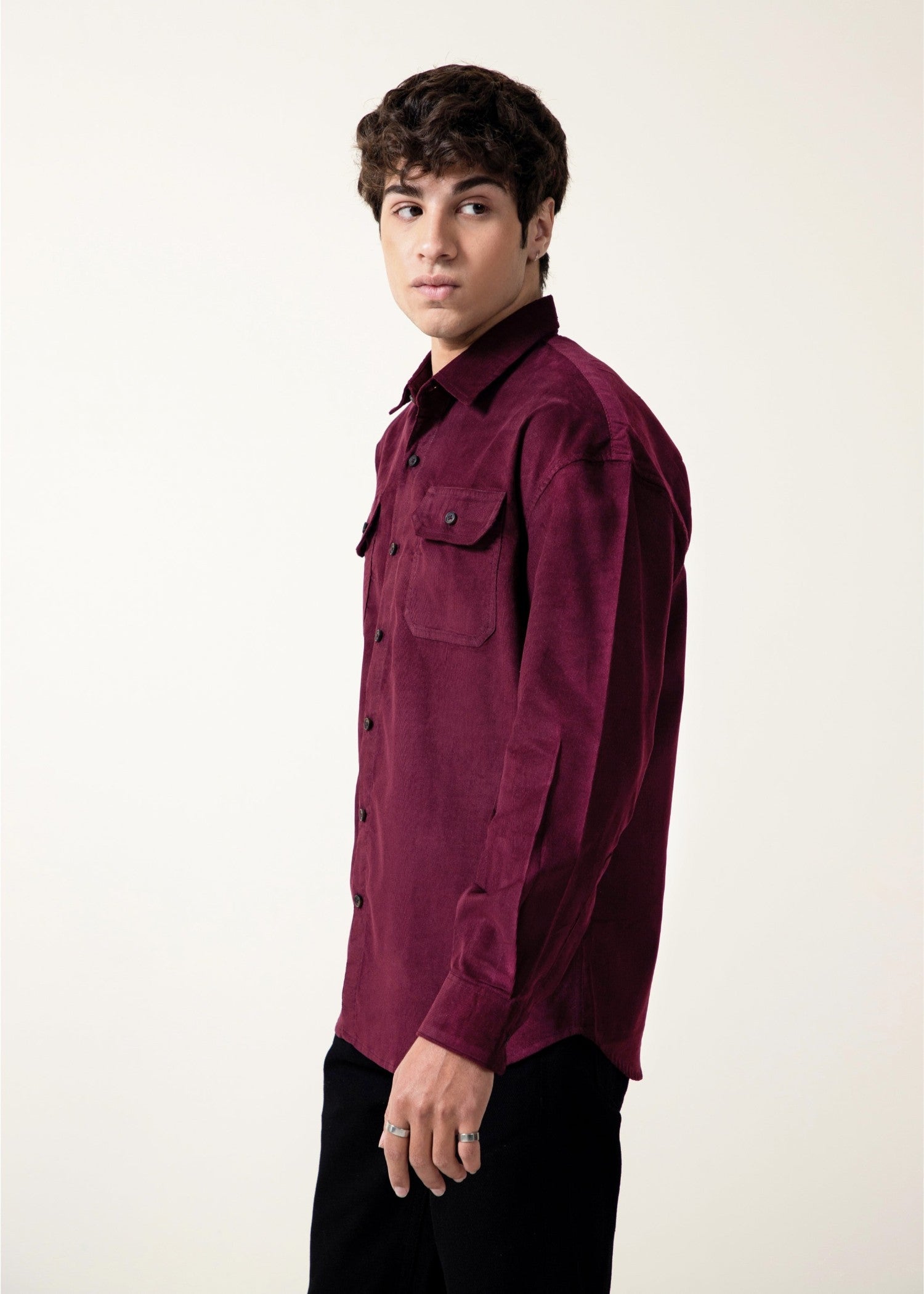 corduroy Casual Shirt in Burgundy