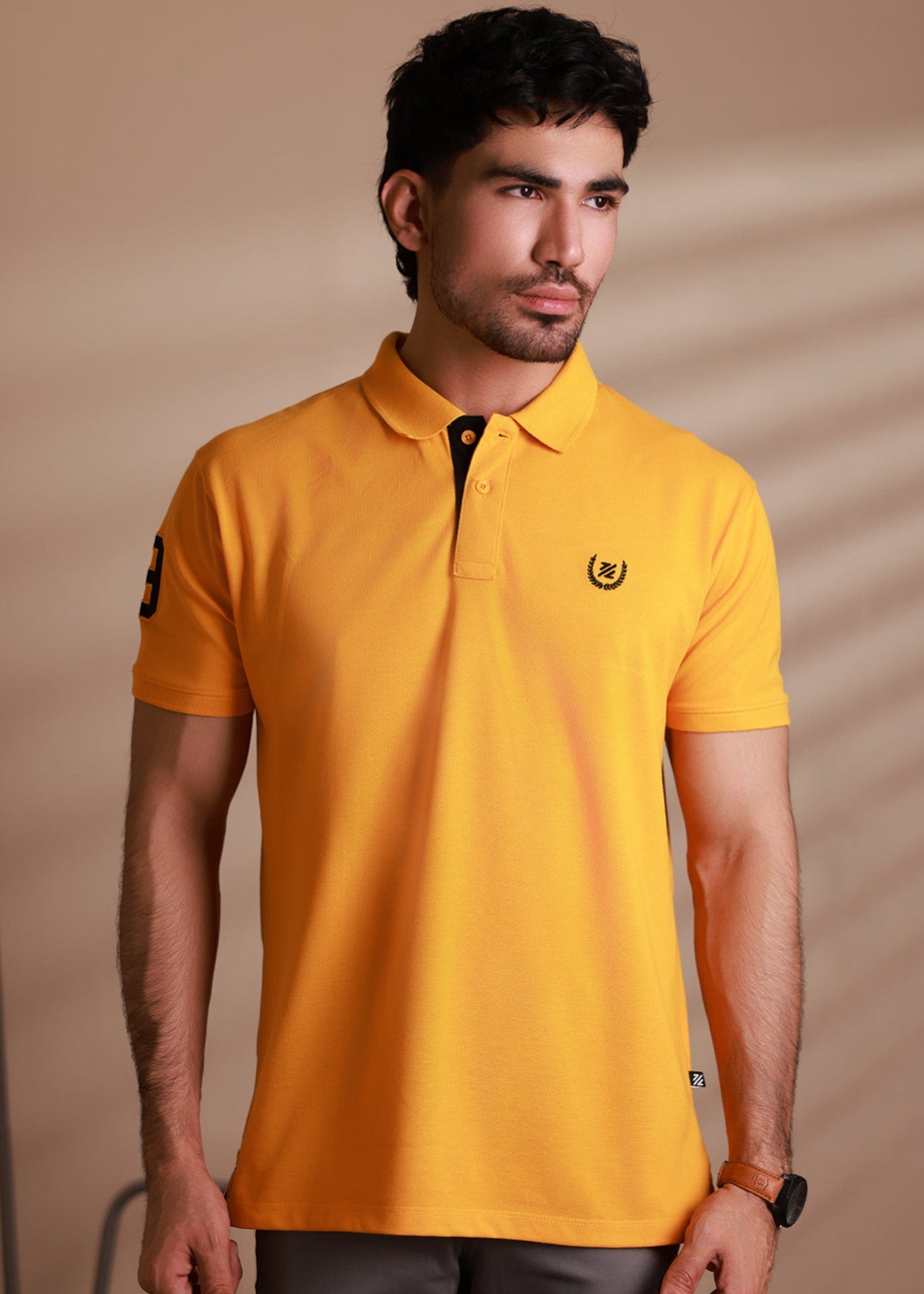 cotton Polo Shirt in Mustard