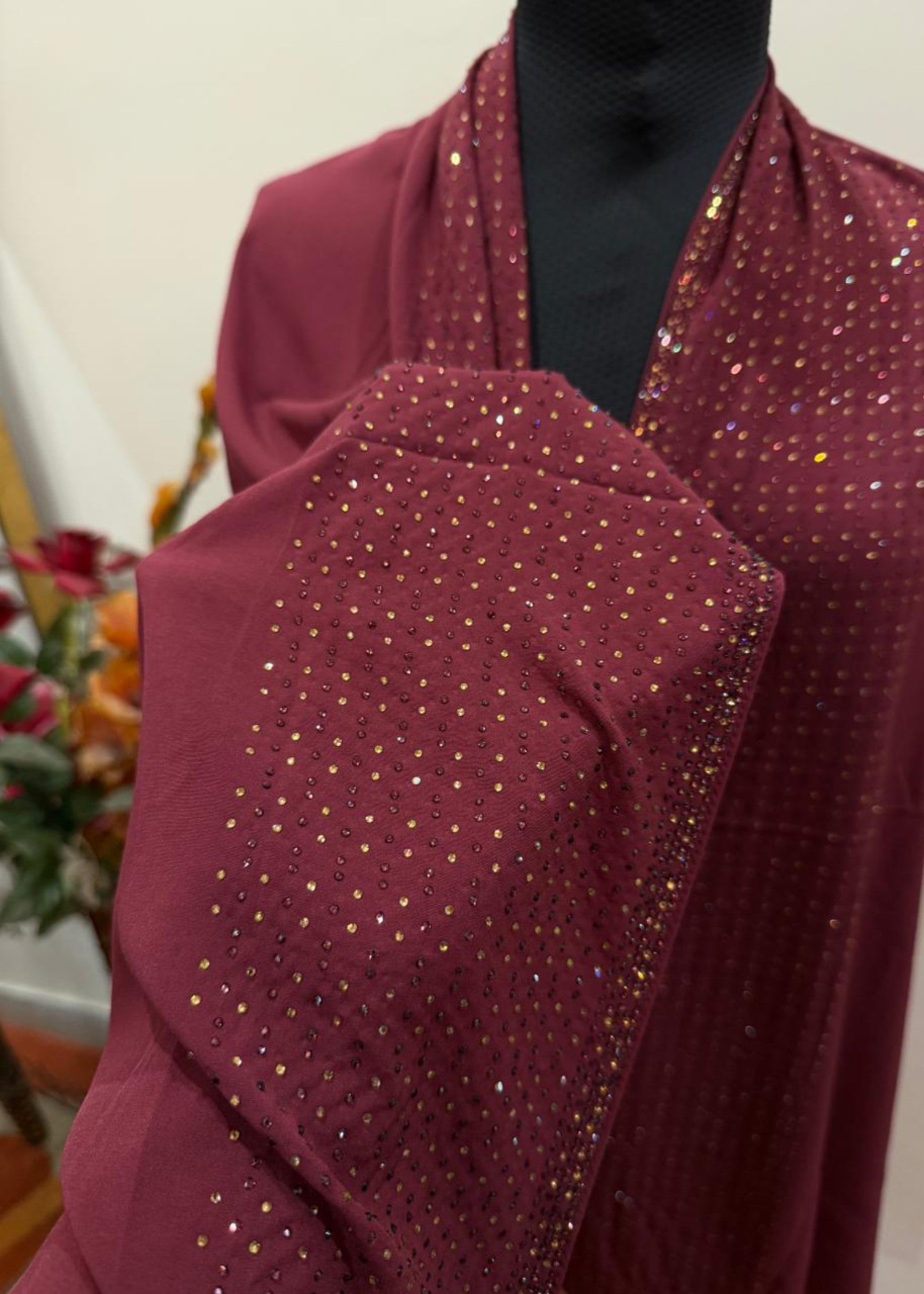 nidha Hijab in Berry red
