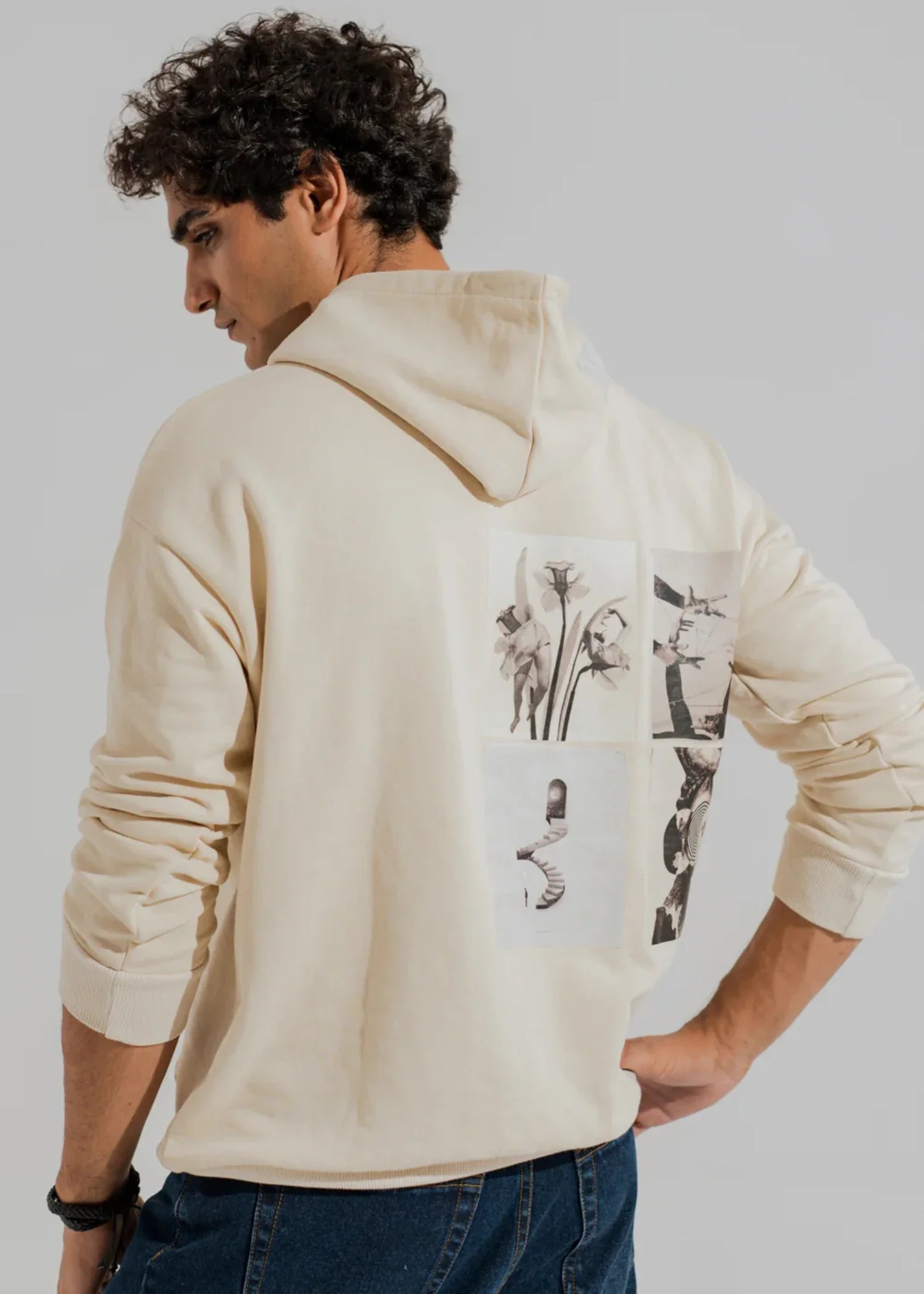 cotton Hoodie in Off-white