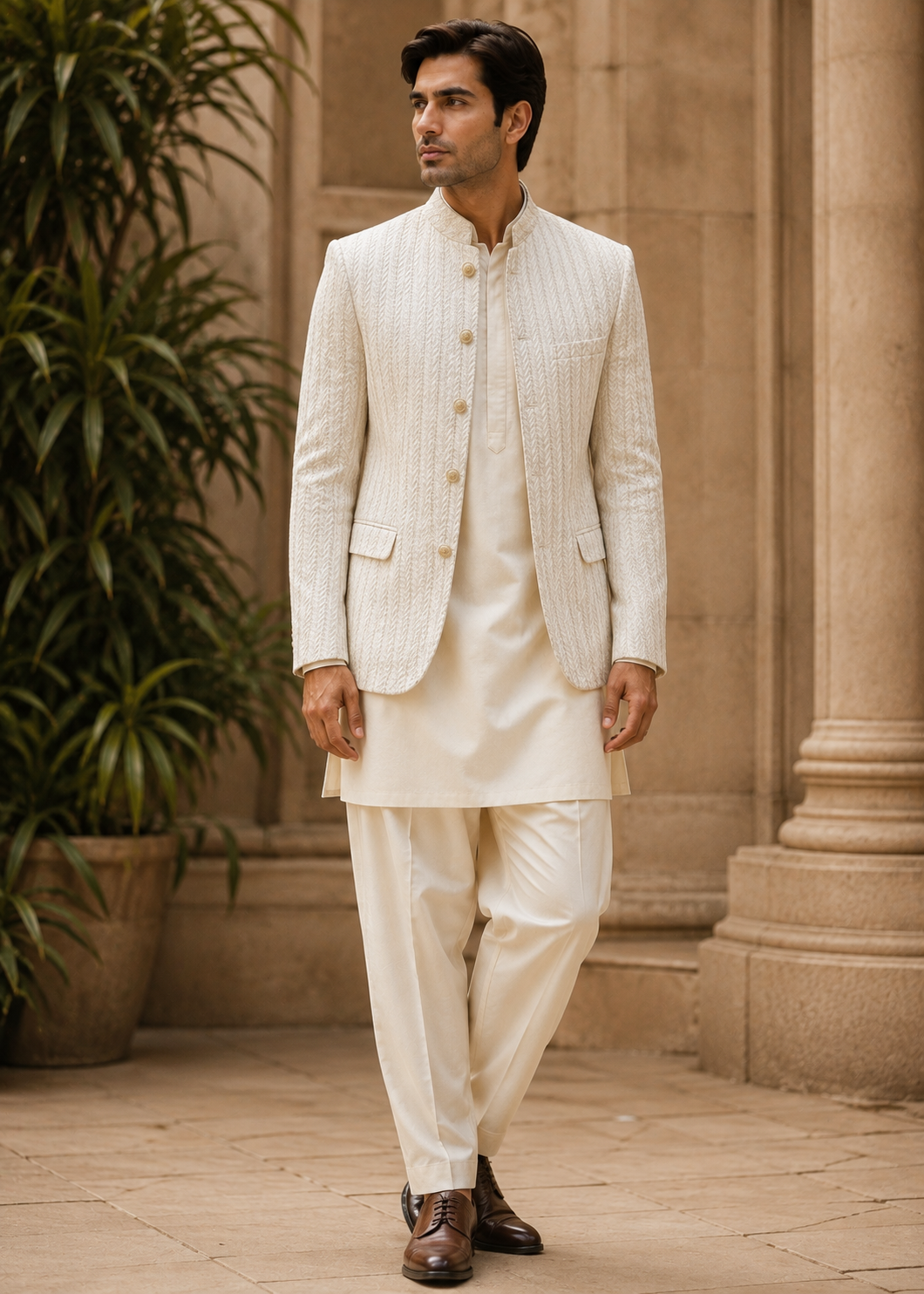 silk Prince Coat in White, ivory