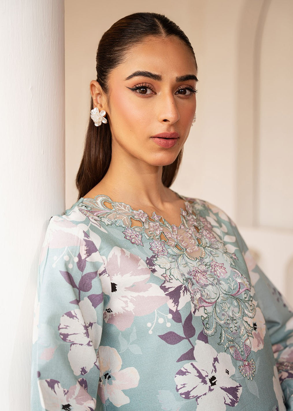 khaddar Unstitched in Powder blue