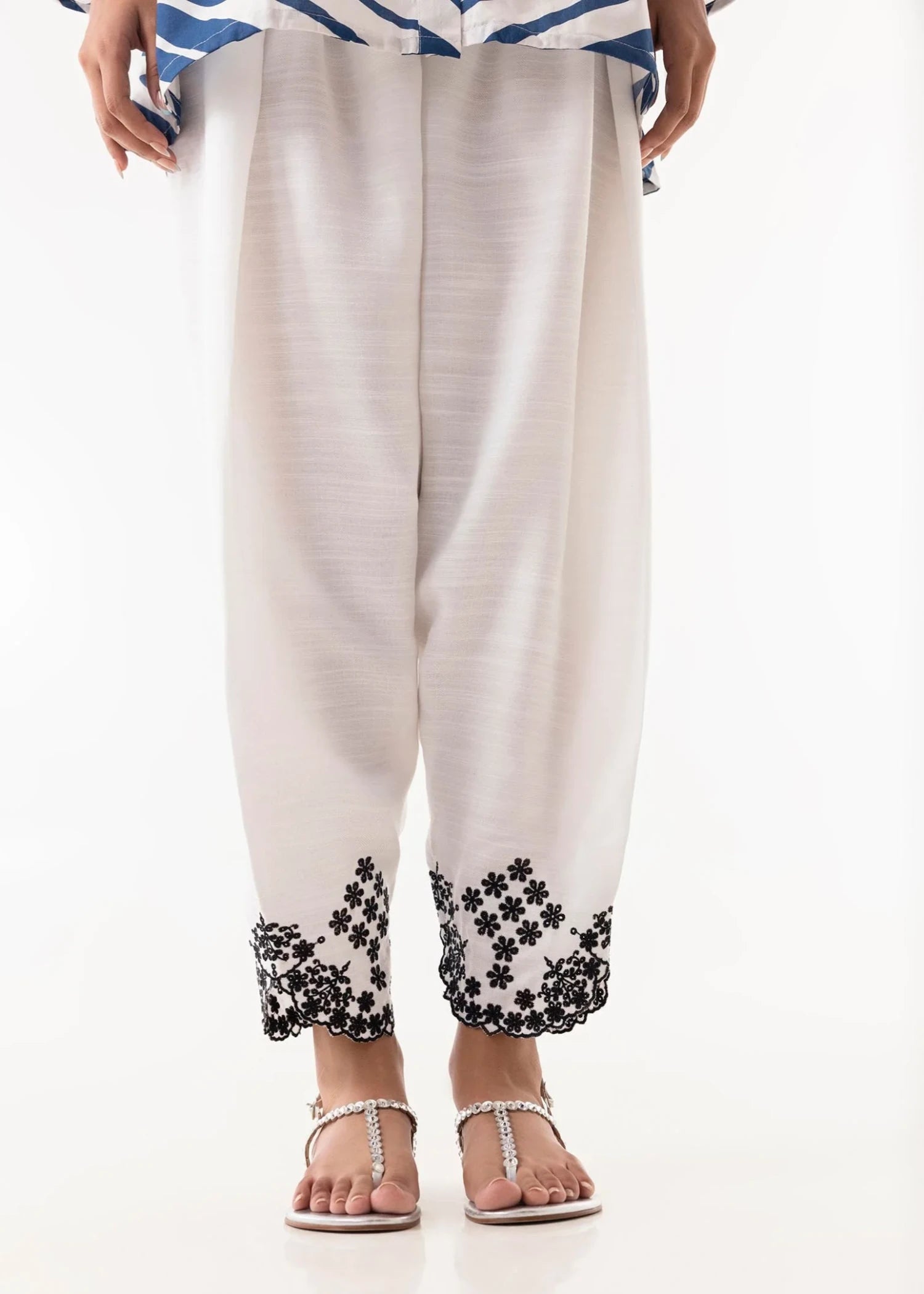 jacquard Shalwar in White