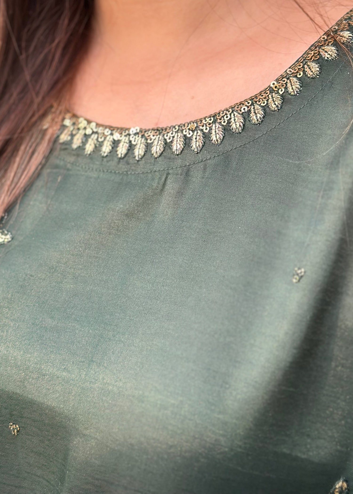 kattan silk Kurta Set in Dark green