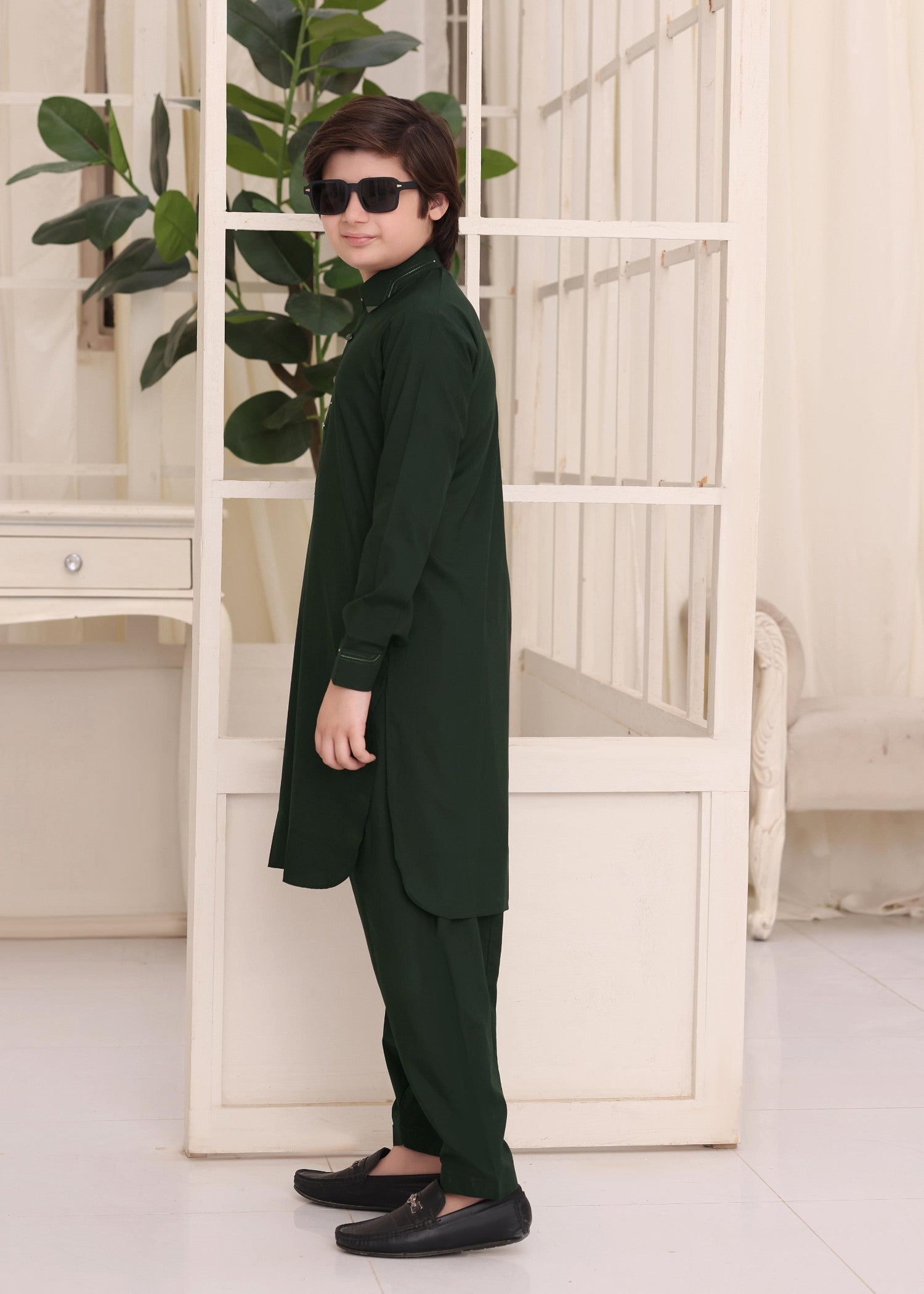 wash & wear Kurta Set in Green