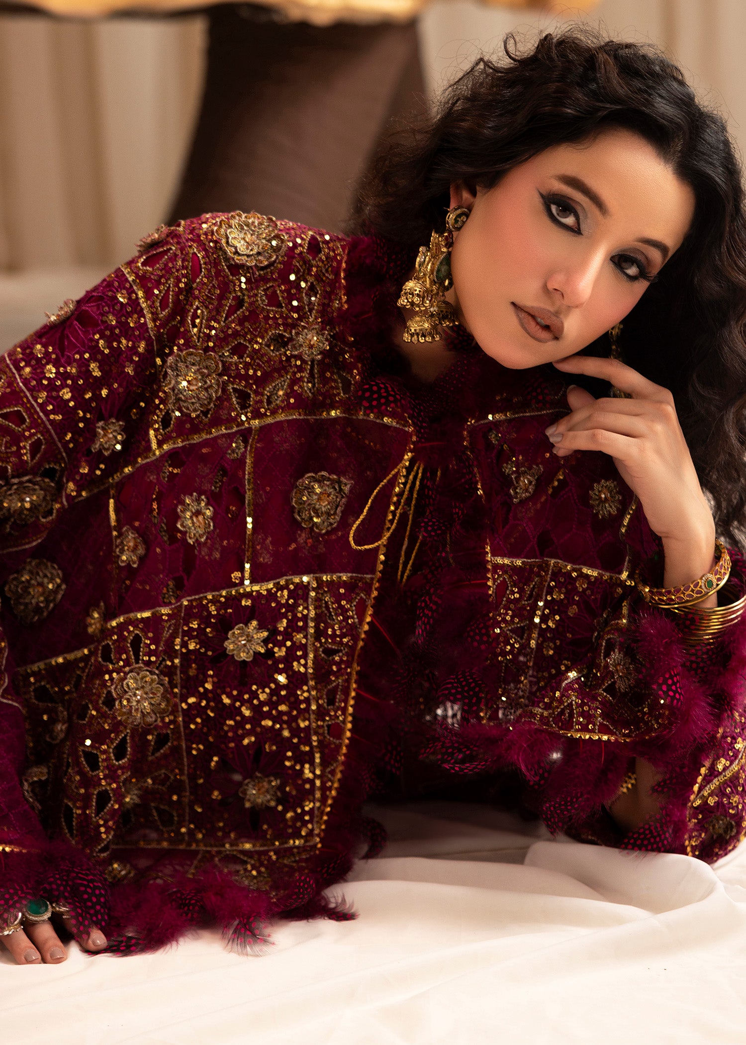 chiffon Kaftan in Purple